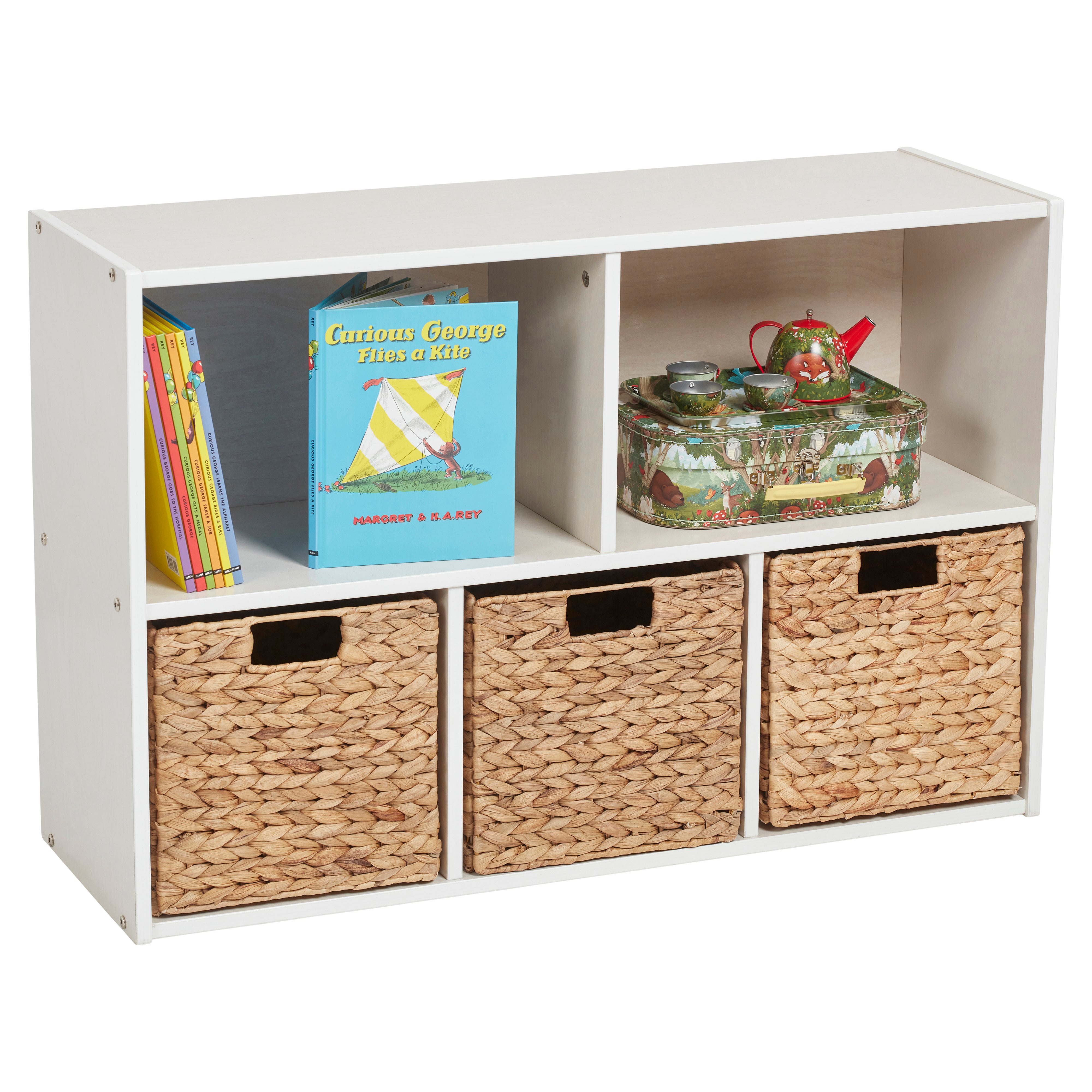Streamline 5-Compartment Storage Cabinet 24in H - White Wash