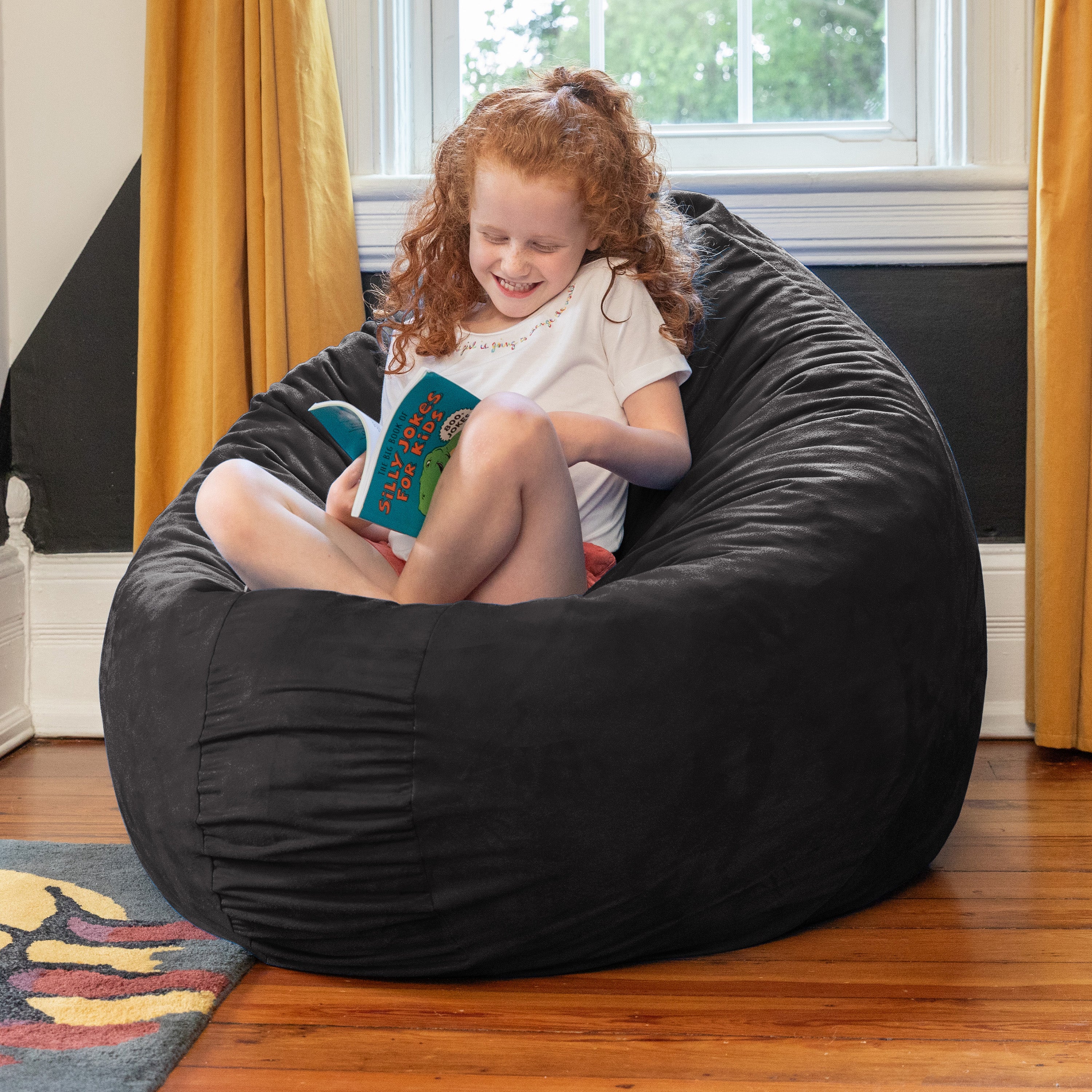 Jaxx Cocoon 4 Foot Bean Bag Chair and Crash Pad, Black