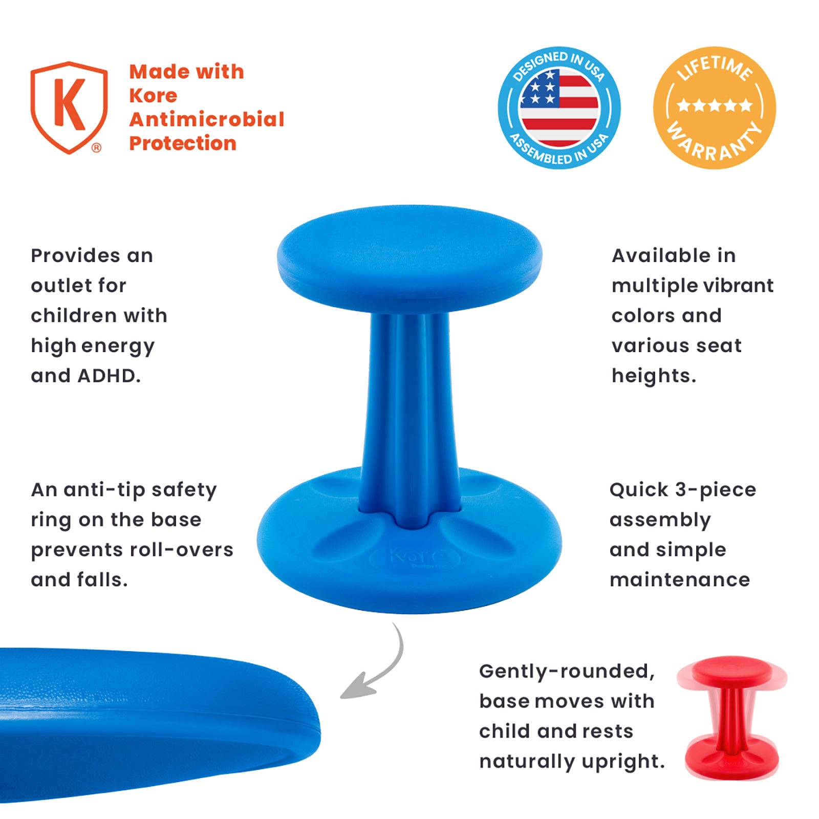 Pre-School Wobble Chair 12", Blue