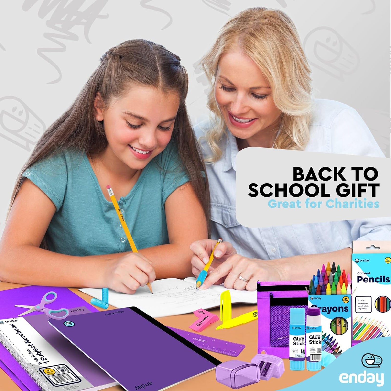 School Supply Kit, Purple, 71-Piece Set