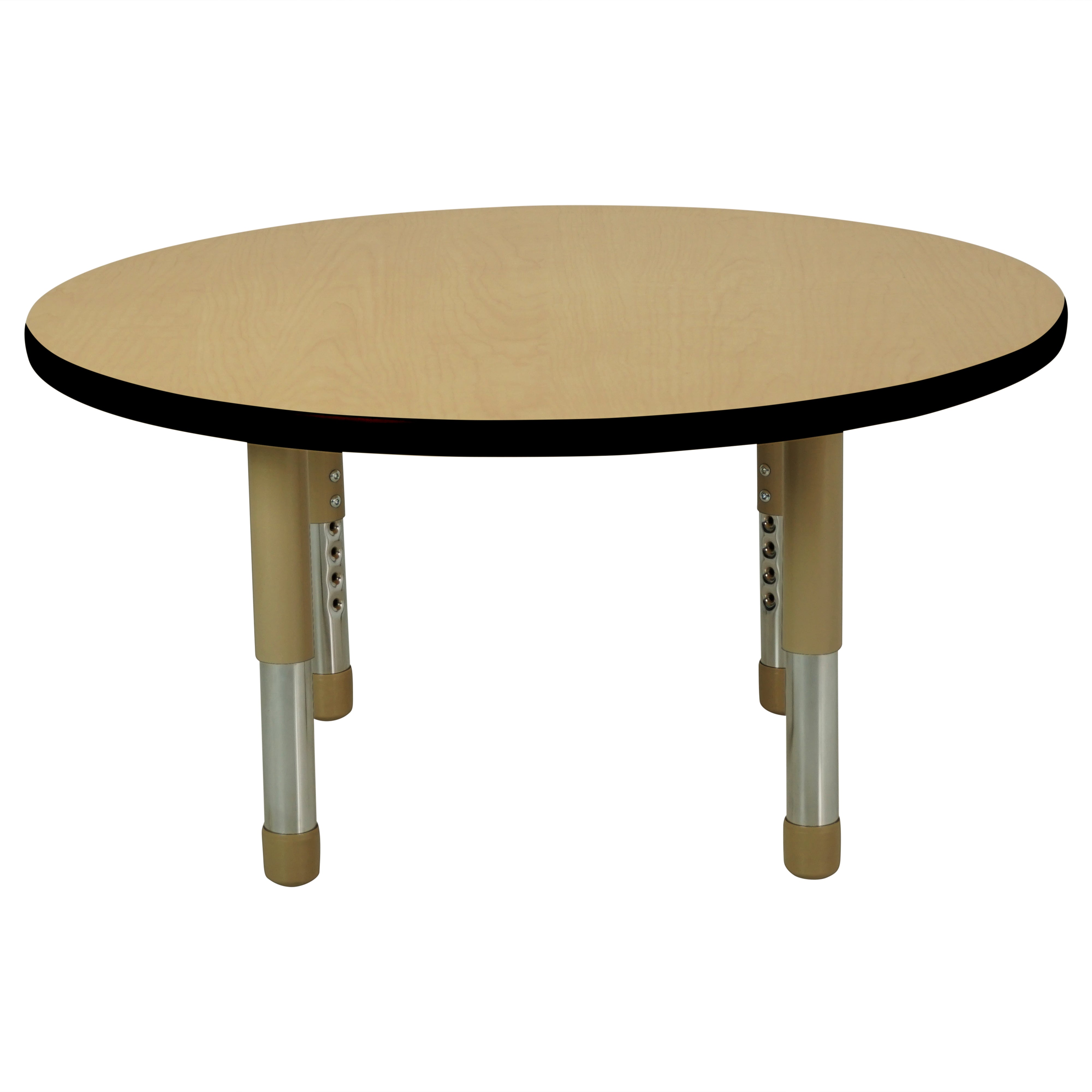 36" Round T-Molding Activity Table with Adjustable Tiny Tot Legs - Maple/Black/Sand