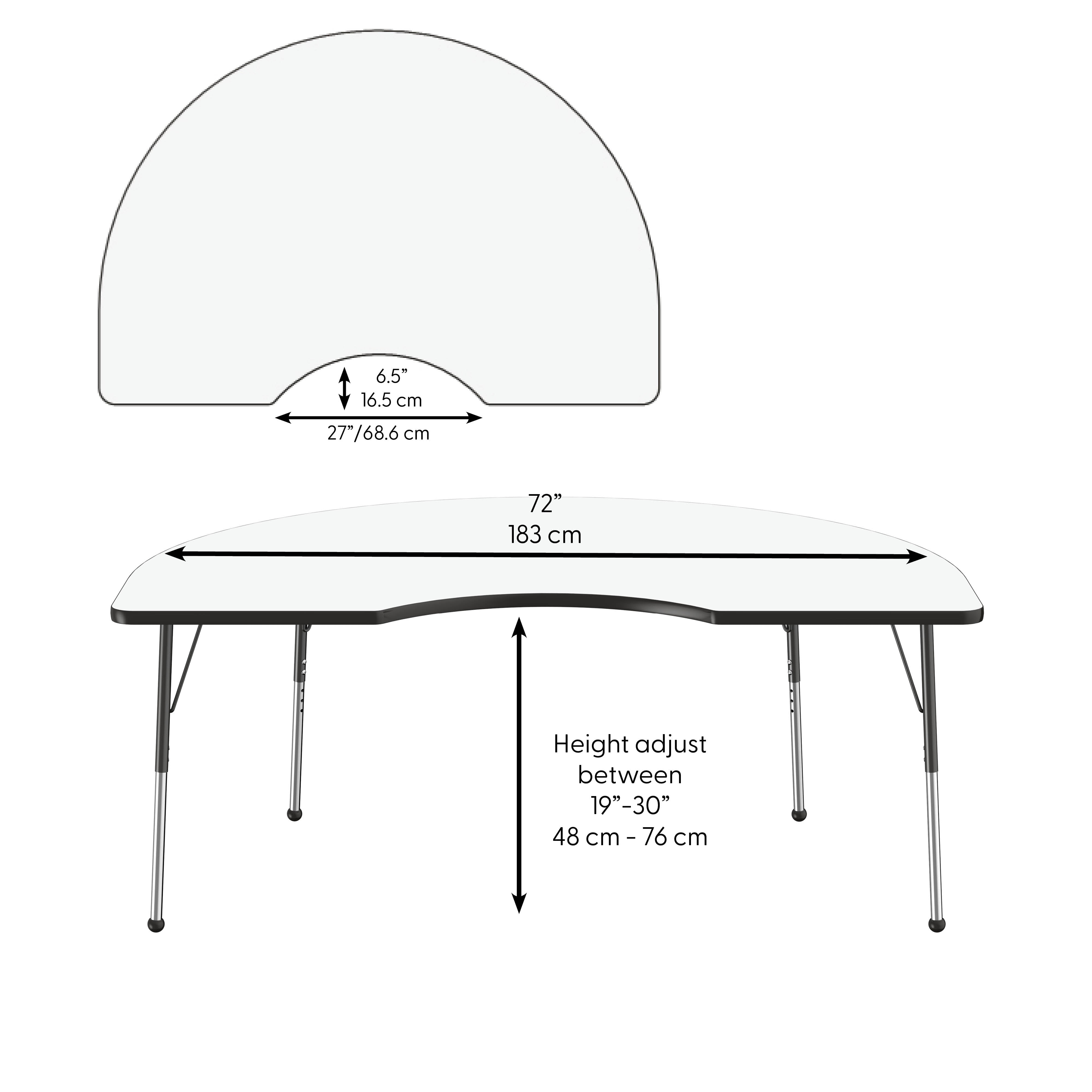 48" x 72" Kidney Dry-Erase Activity Table with Adjustable Standard Ball Glide Legs - Whiteboard/Black