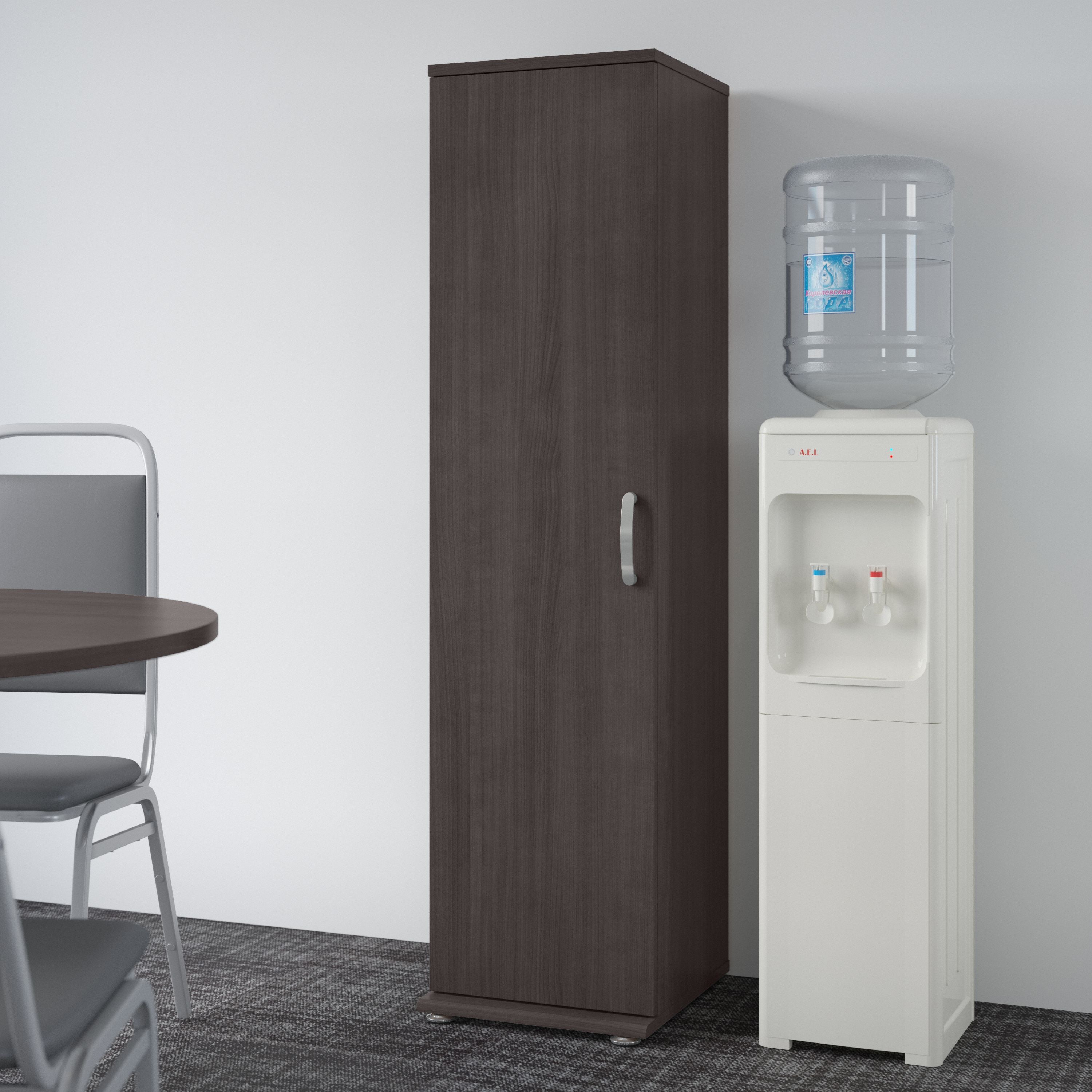 Bush Business Furniture Universal Tall Narrow Storage Cabinet with Door and Shelves in Storm Gray - 15.67" Width x 17.2" Depth x 61.81" Height