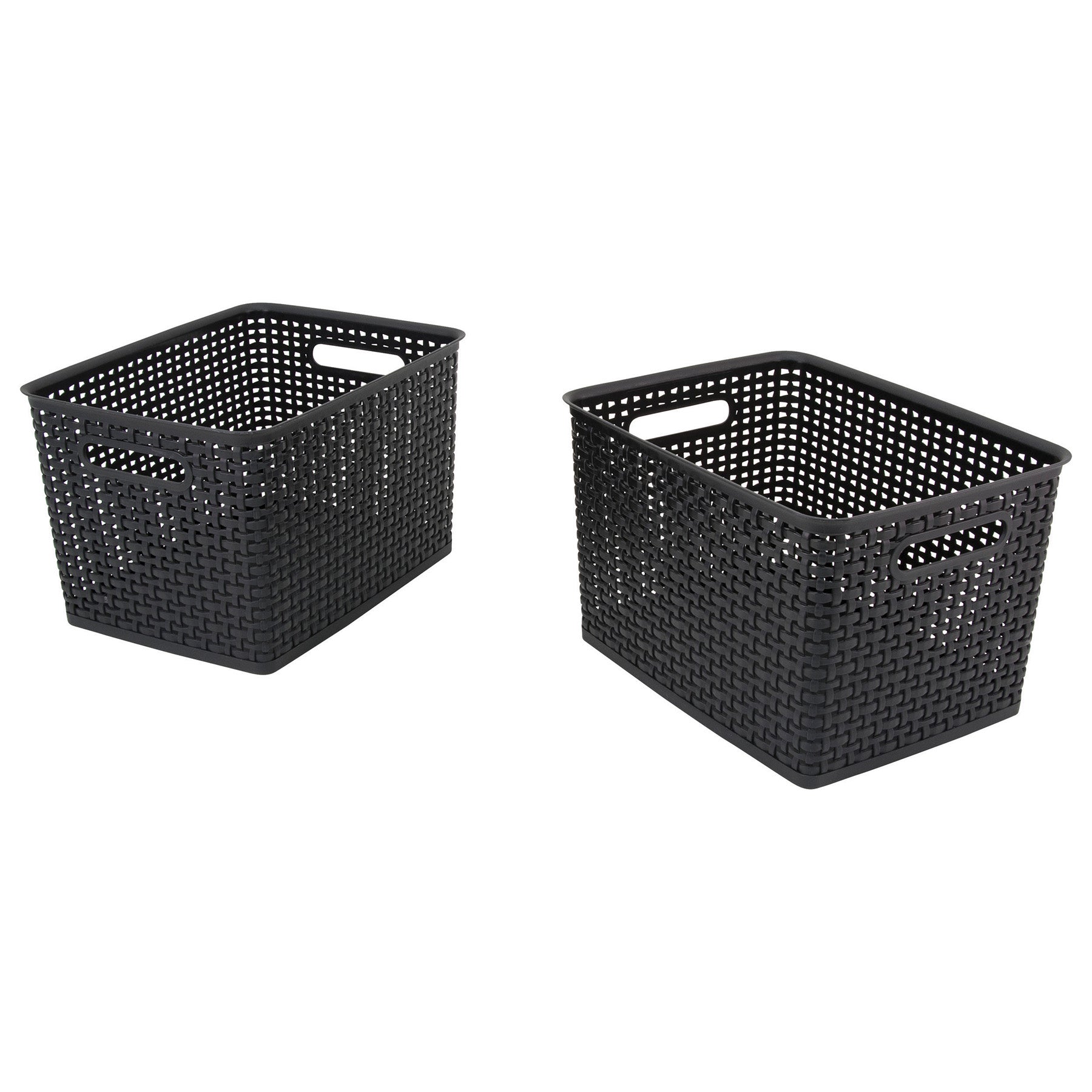 Black Plastic Weave Bins, Large, Pack of 2