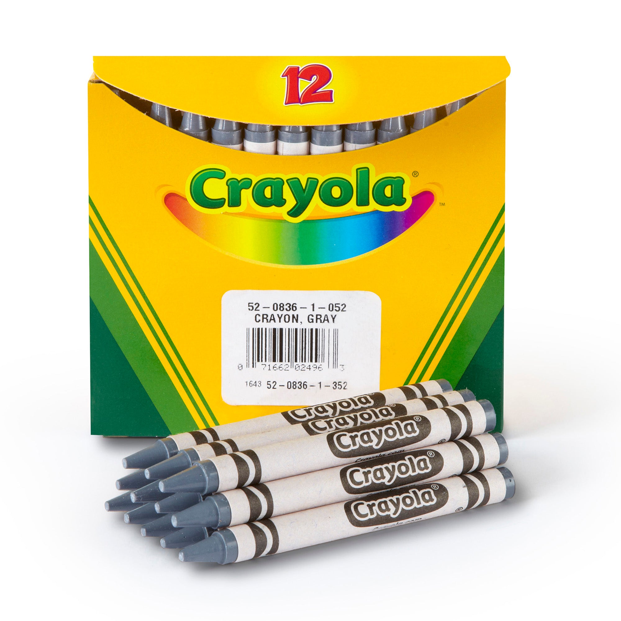 Bulk Crayons, Regular Size, Gray, 12 Count