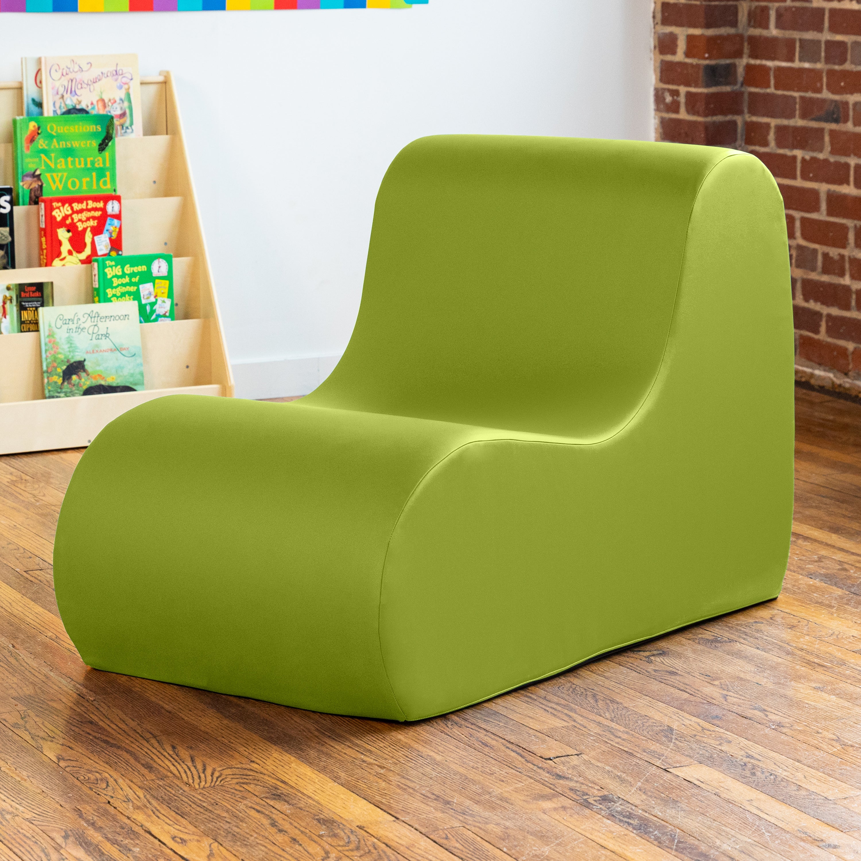 Jaxx Midtown Large Classroom Soft Foam Chair - Premium Vinyl Cover, Green