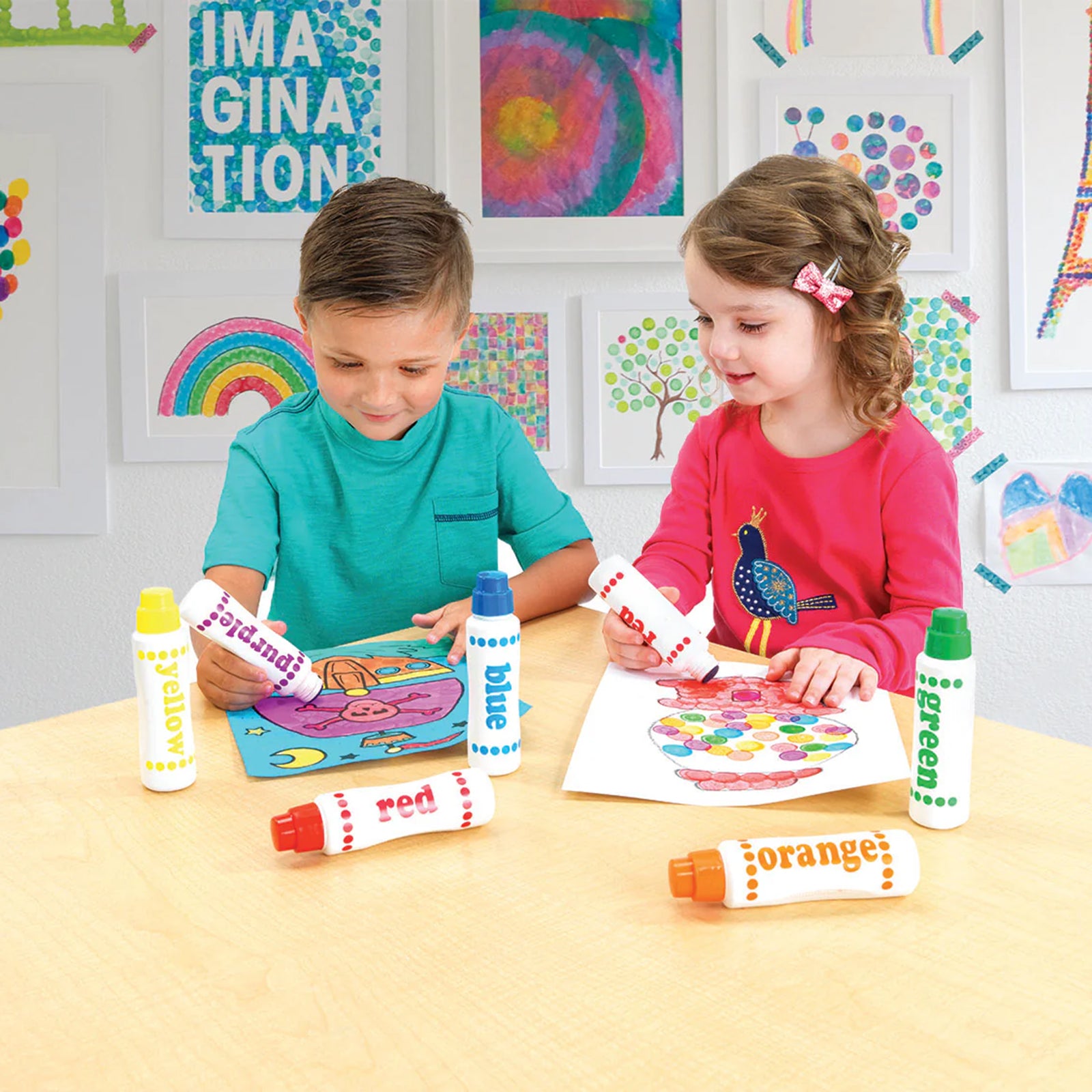 Washable Rainbow Dot Markers, 4 Count