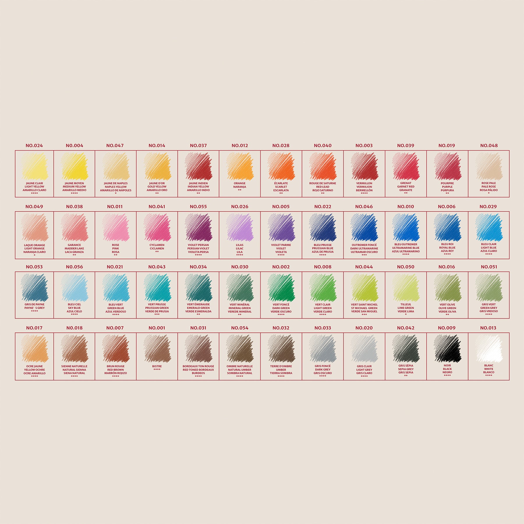Pastel Pencils, Assorted Box, Set of 48