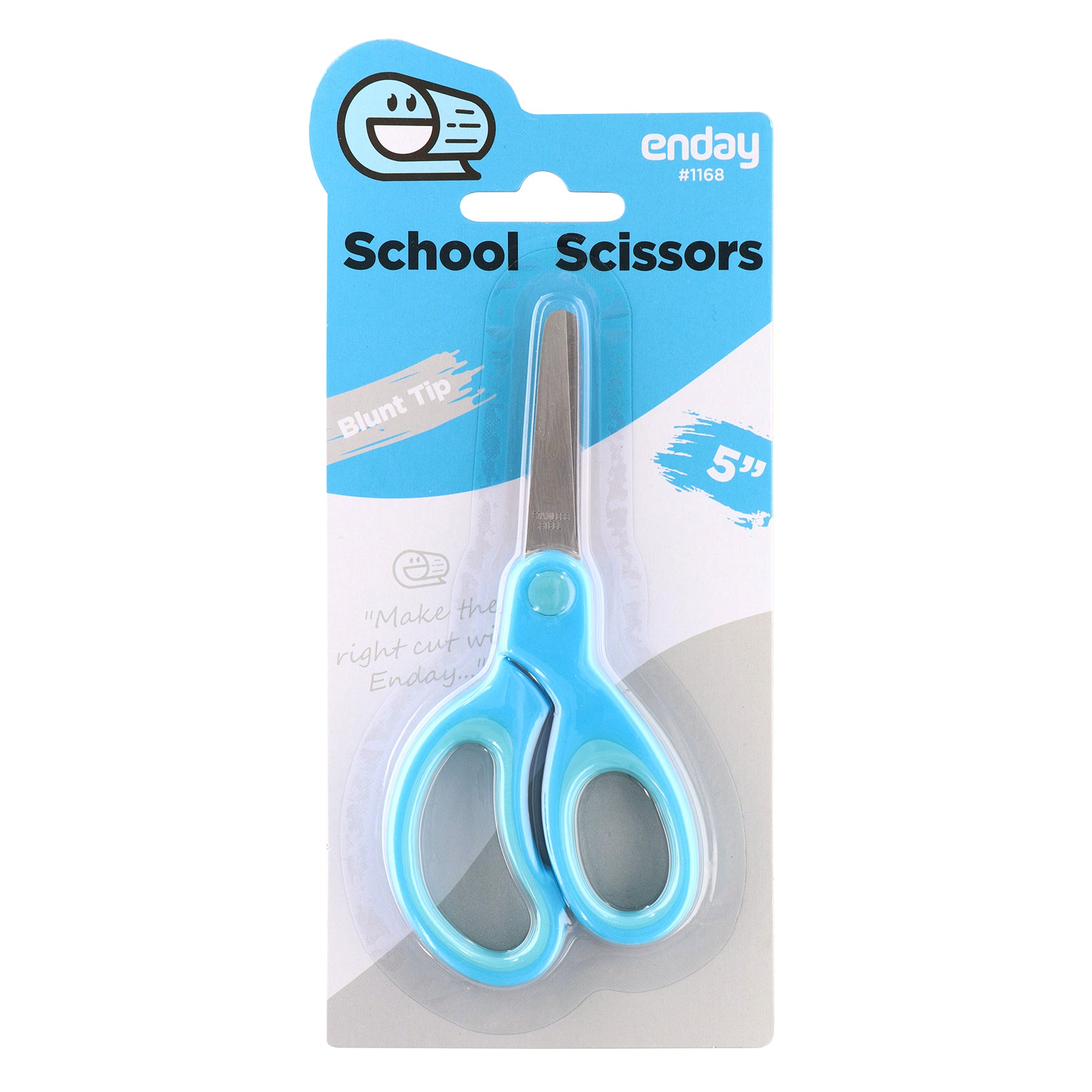 Soft Grip School Scissors, 5", Round Tip, Blue, Pack of 6