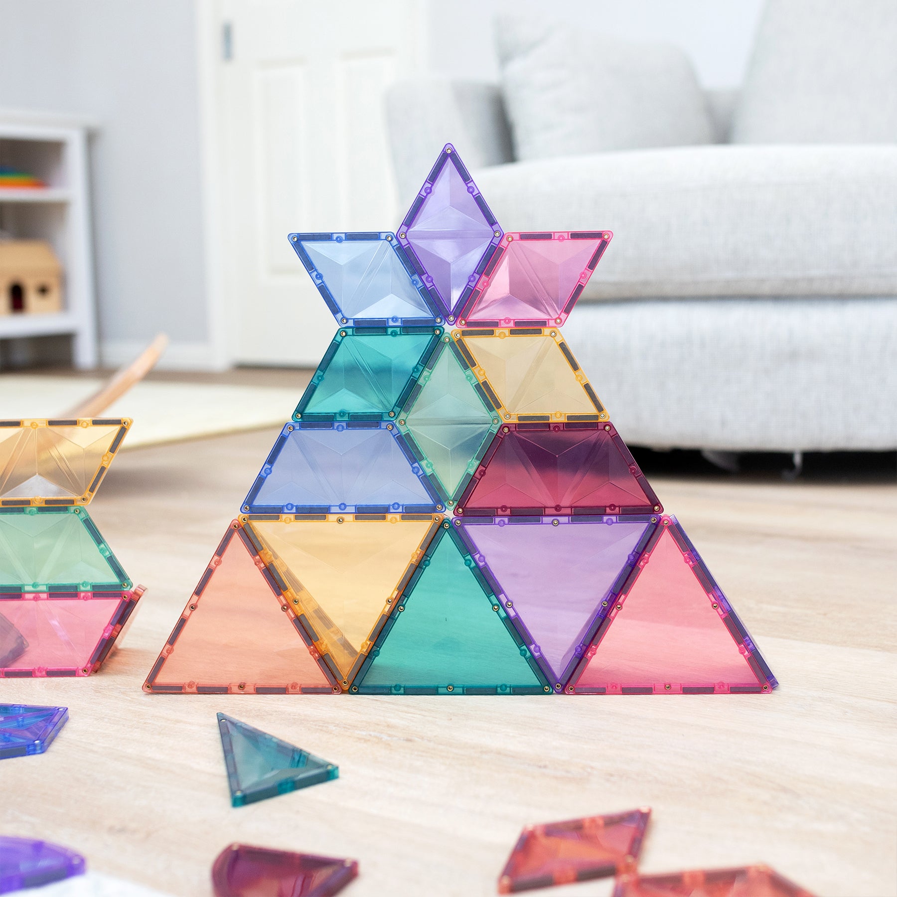 Magnetic Tiles Pastel Shape Expansion Pack, 48 Pieces