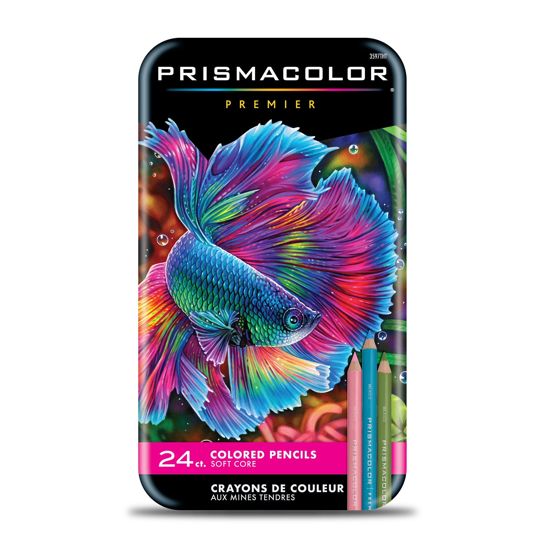 Premier Colored Pencils Tin, Soft Core, Assorted, 24 Pack