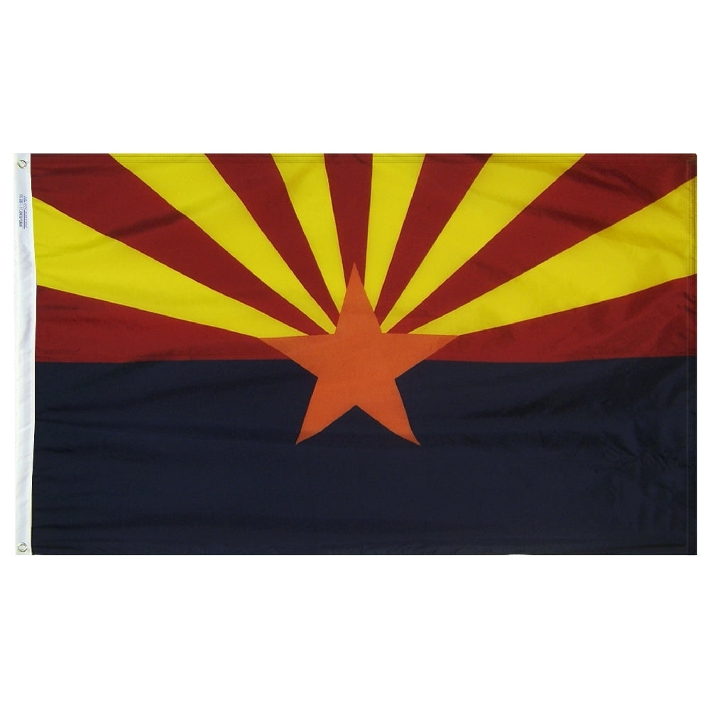 Arizona State Flag 4x6 ft. Nylon SolarGuard Nyl-Glo 100% Made in USA to Official State Design Specifications.