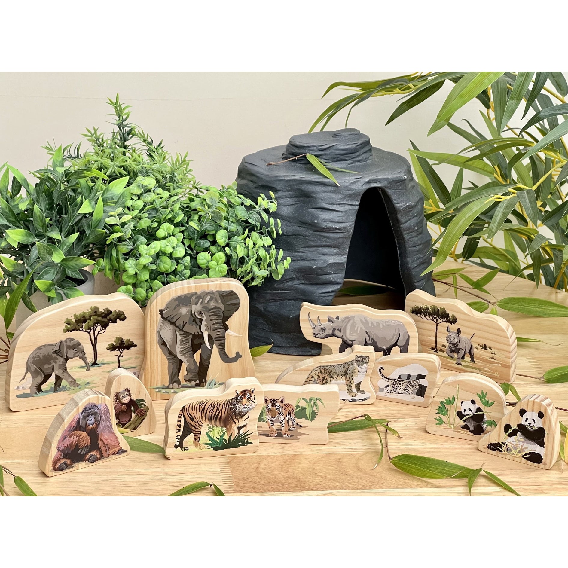 Endangered Animal Families Wooden Characters