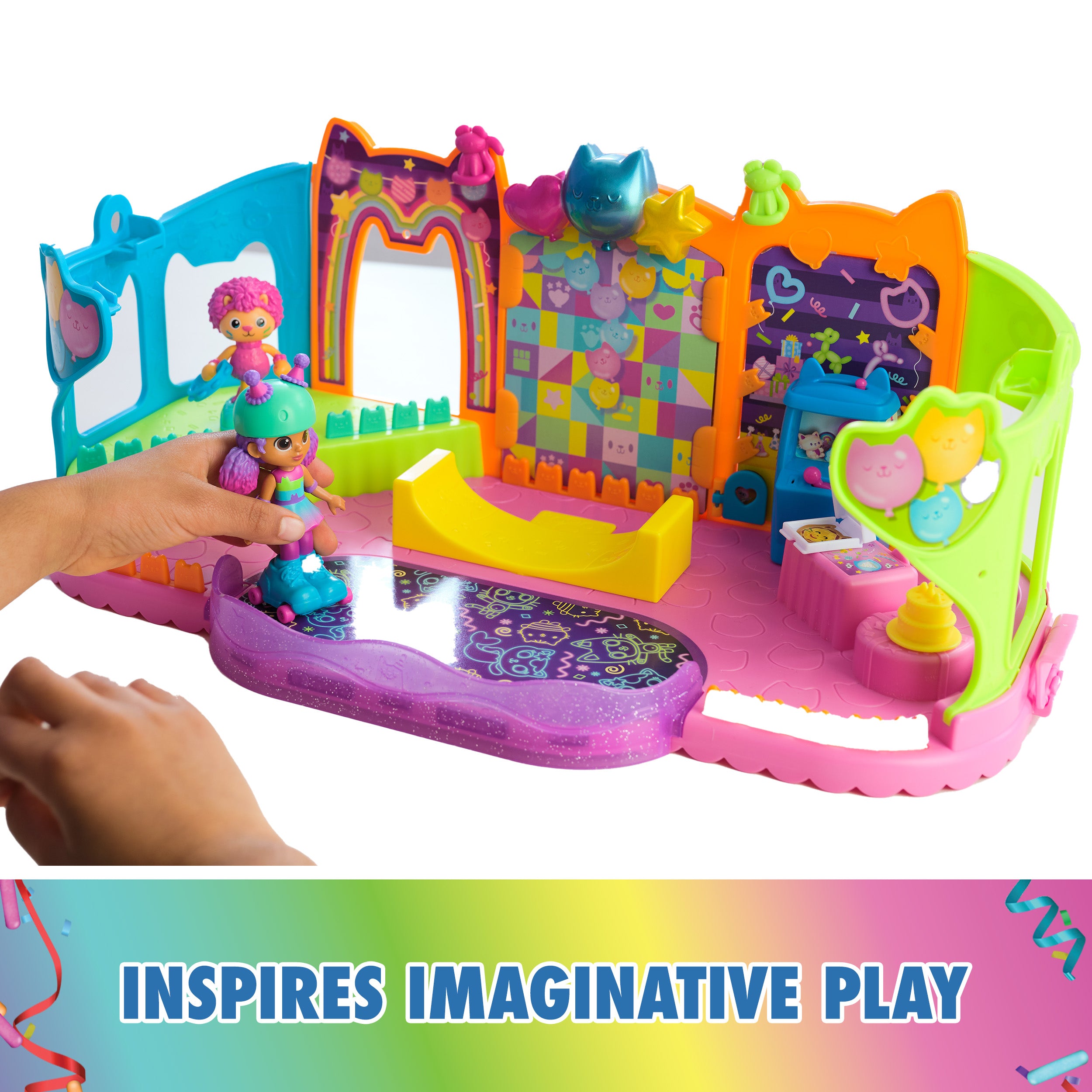 Gabby’s Dollhouse, Party Room Playset with Exclusive Toy Figures, Dollhouse Furniture, Accessories & Fidget Play, Kids Toys for Girls and Boys Ages 3+