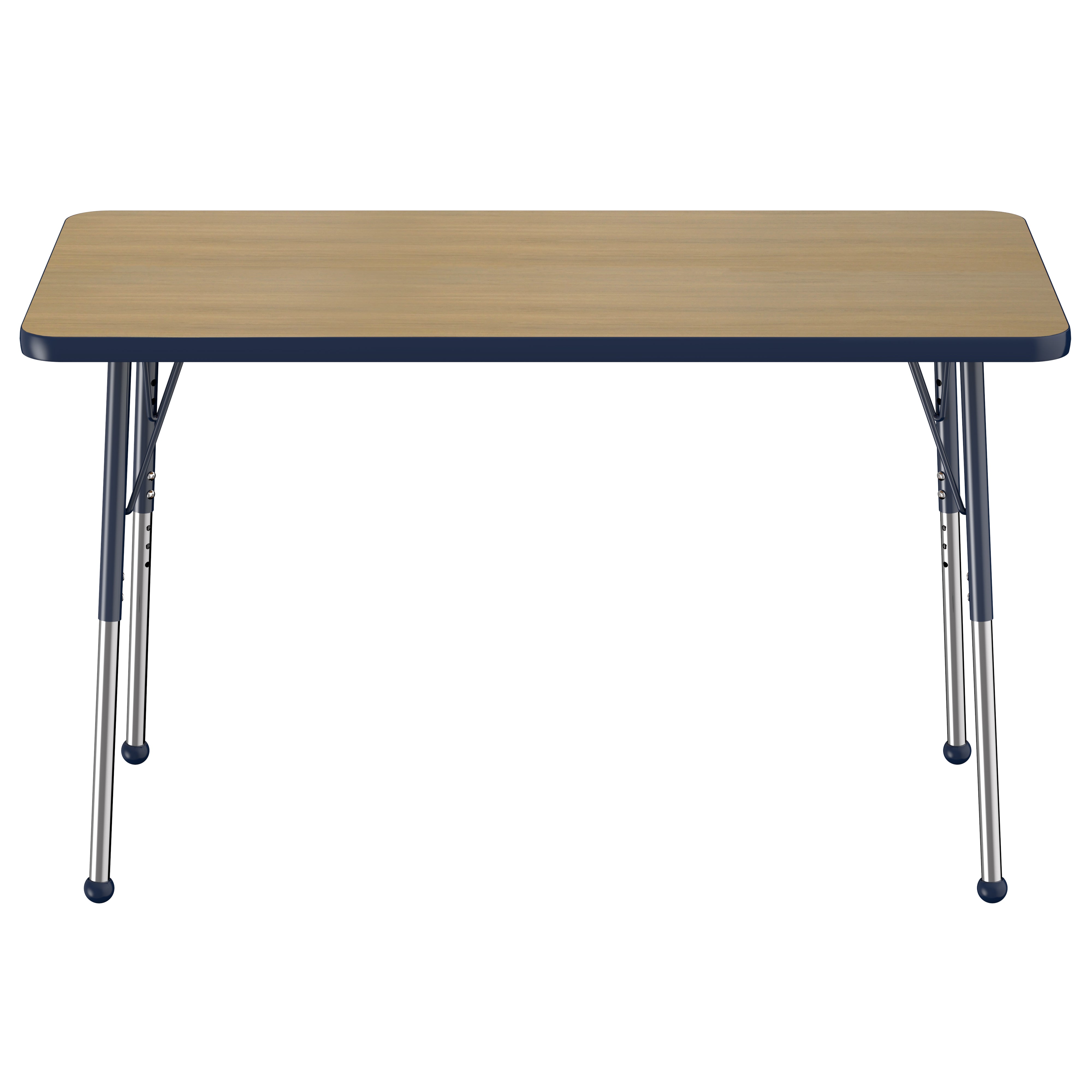 24" x 48" Rectangle Thermofused Activity Table with Adjustable Standard Ball Glide Legs - Pasadena Oak/Navy
