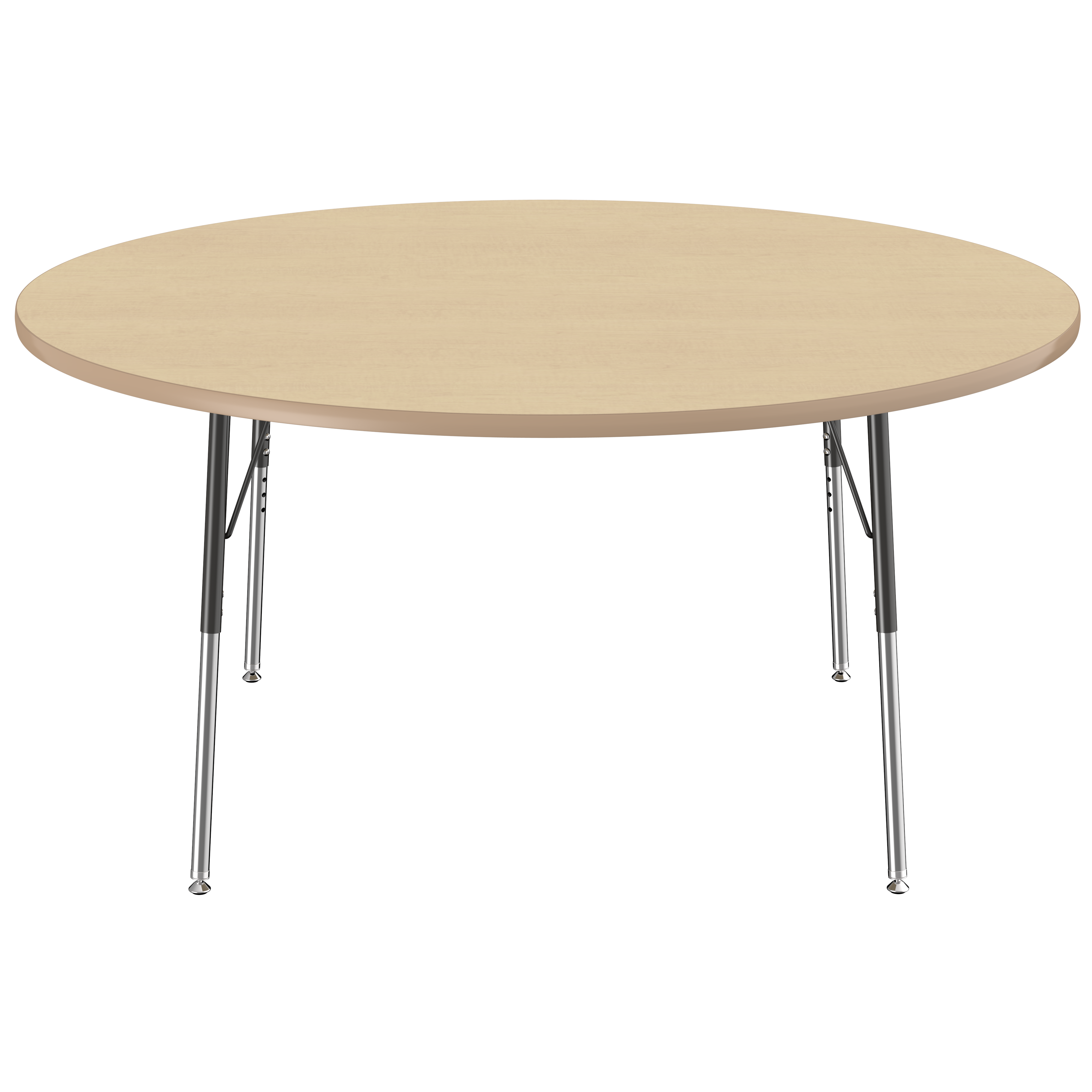 60" Round T-Molding Activity Table with Adjustable Standard Swivel Glide Legs - Maple/Maple/Black