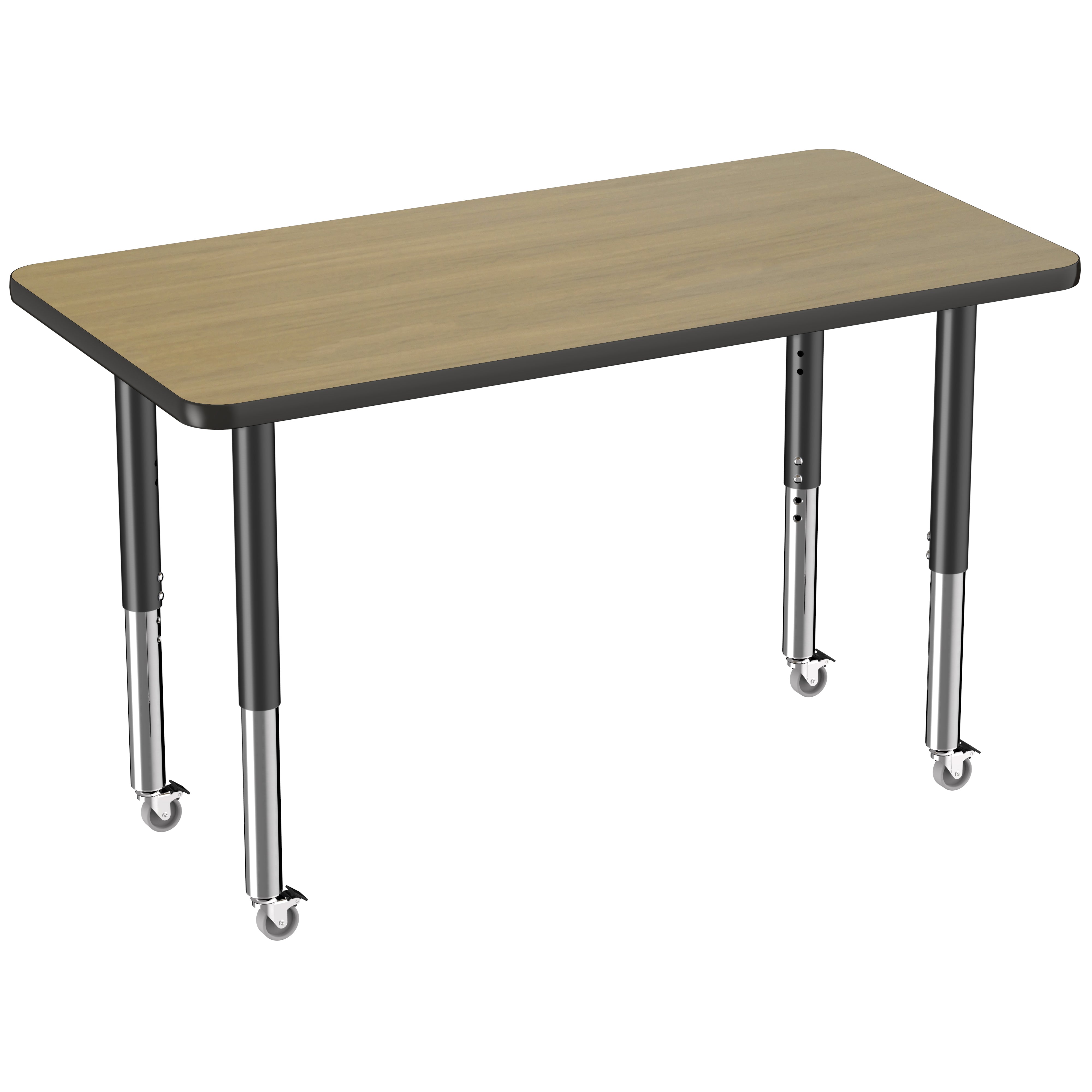 24" x 48" Rectangle Thermofused Activity Table with Adjustable Super Legs - Pasadena Oak/Black