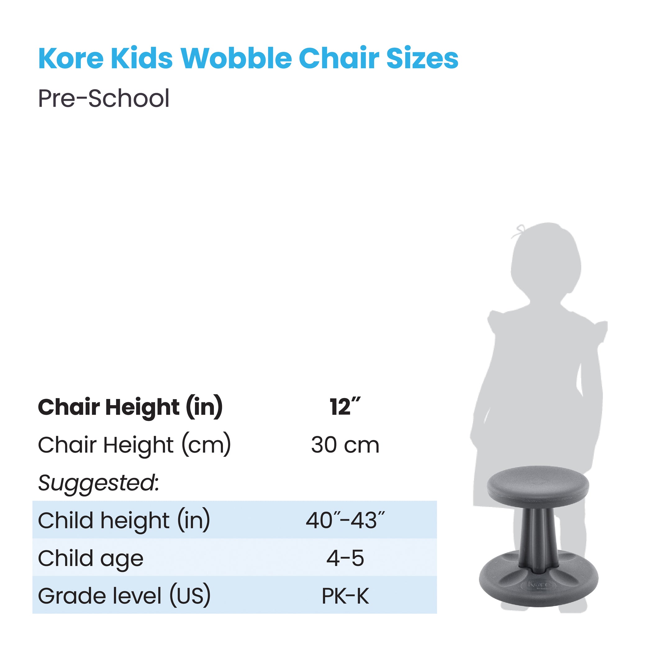 Pre-School Wobble Chair 12" Grey