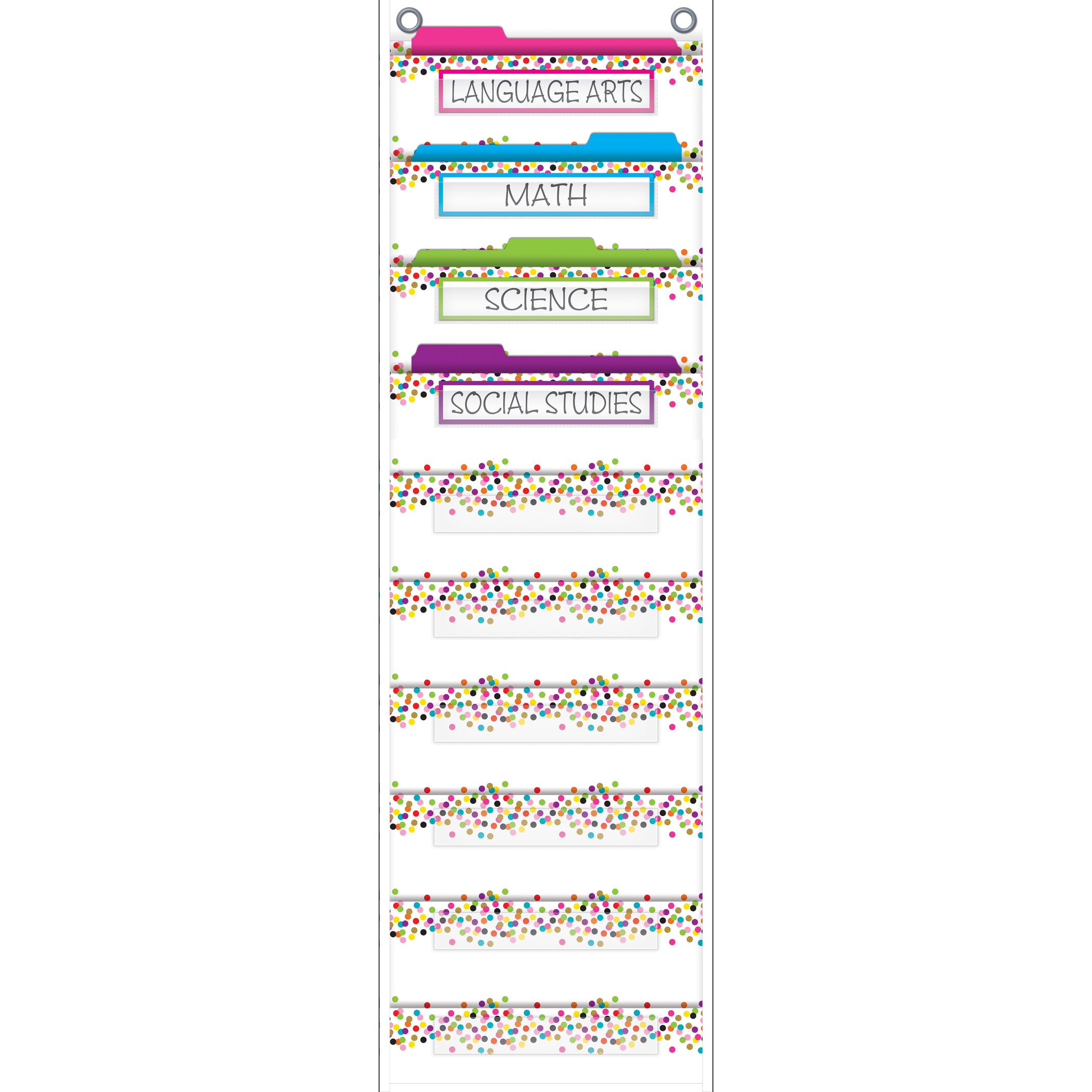 Confetti 10 Pocket File Storage Pocket Chart (14" x 58")