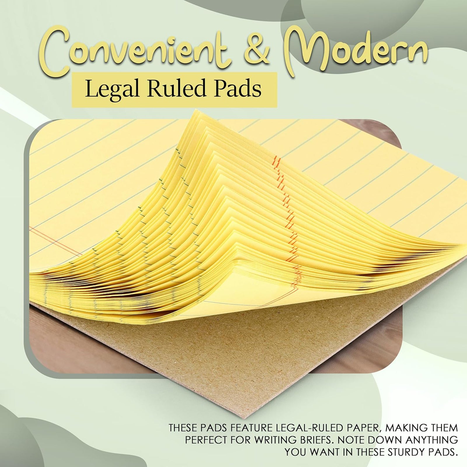 Legal Pad, 8-1/2" x 11", 50 Sheets, Canary, Pack of 12