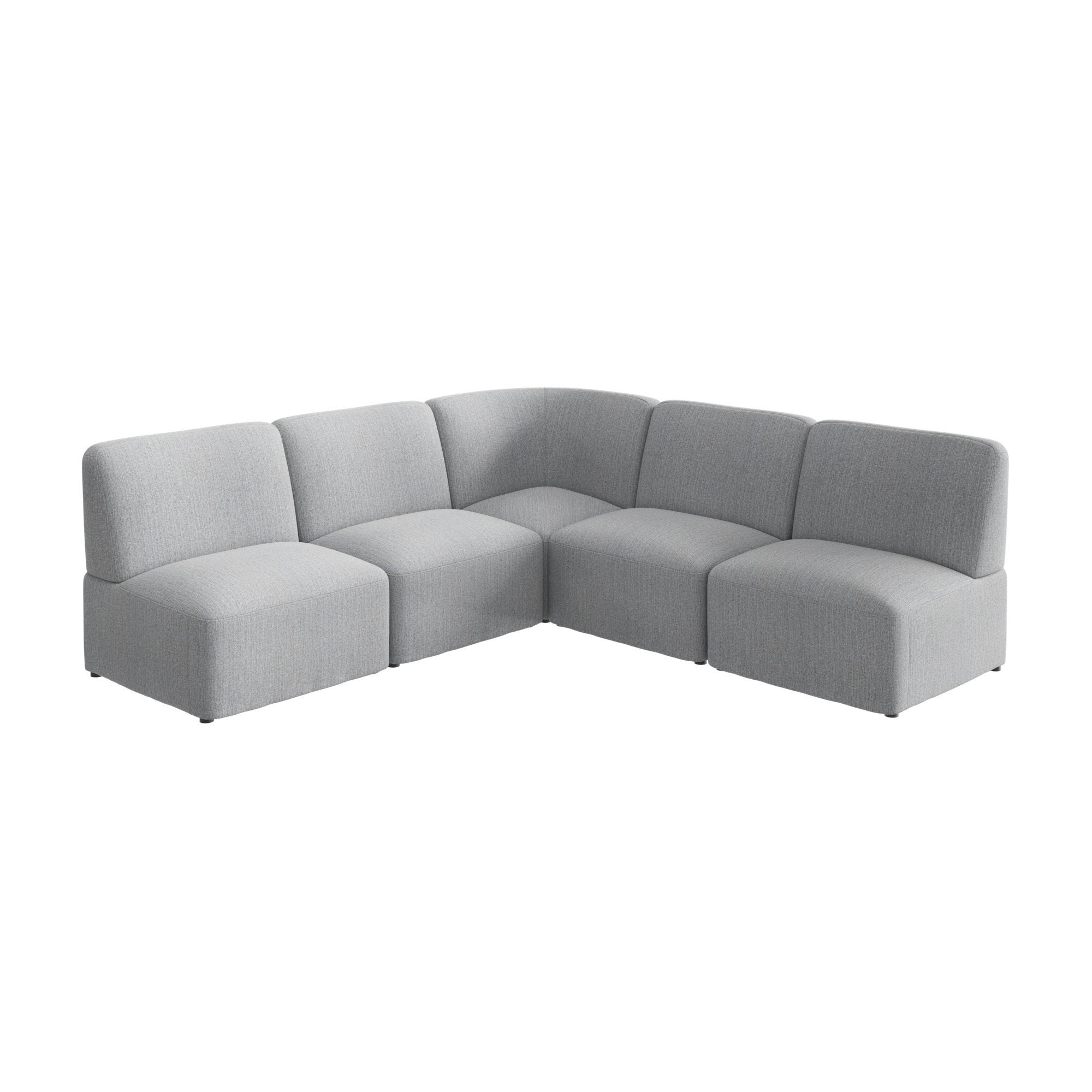 Bush Business Furniture Assemble Modular 5 Seater L Shaped Sectional Lounge Sofa in Fog Fabric - 89.76" Width x 89.76" Depth x 29.92" Height