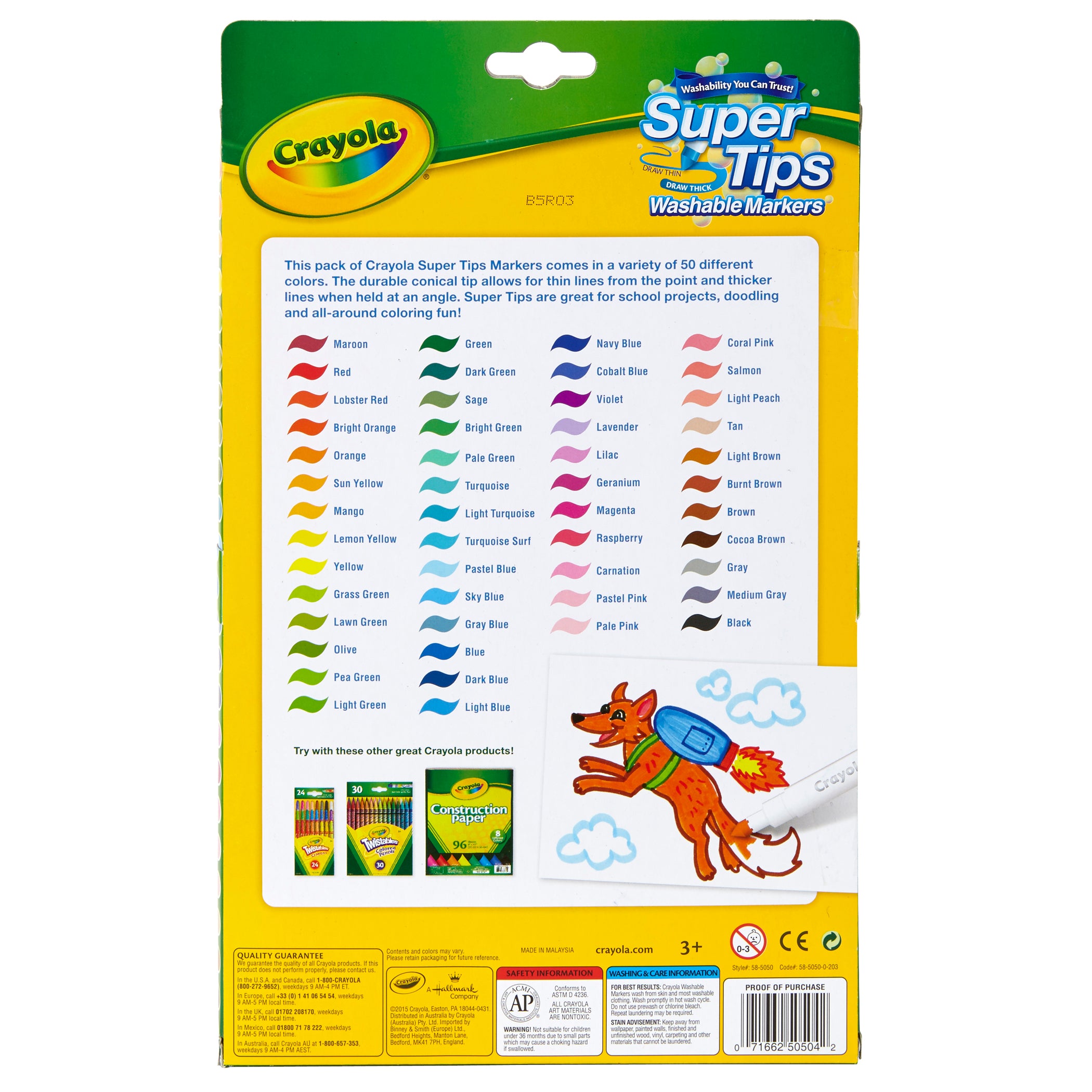 Super Tips Washable Markers, Pack of 50