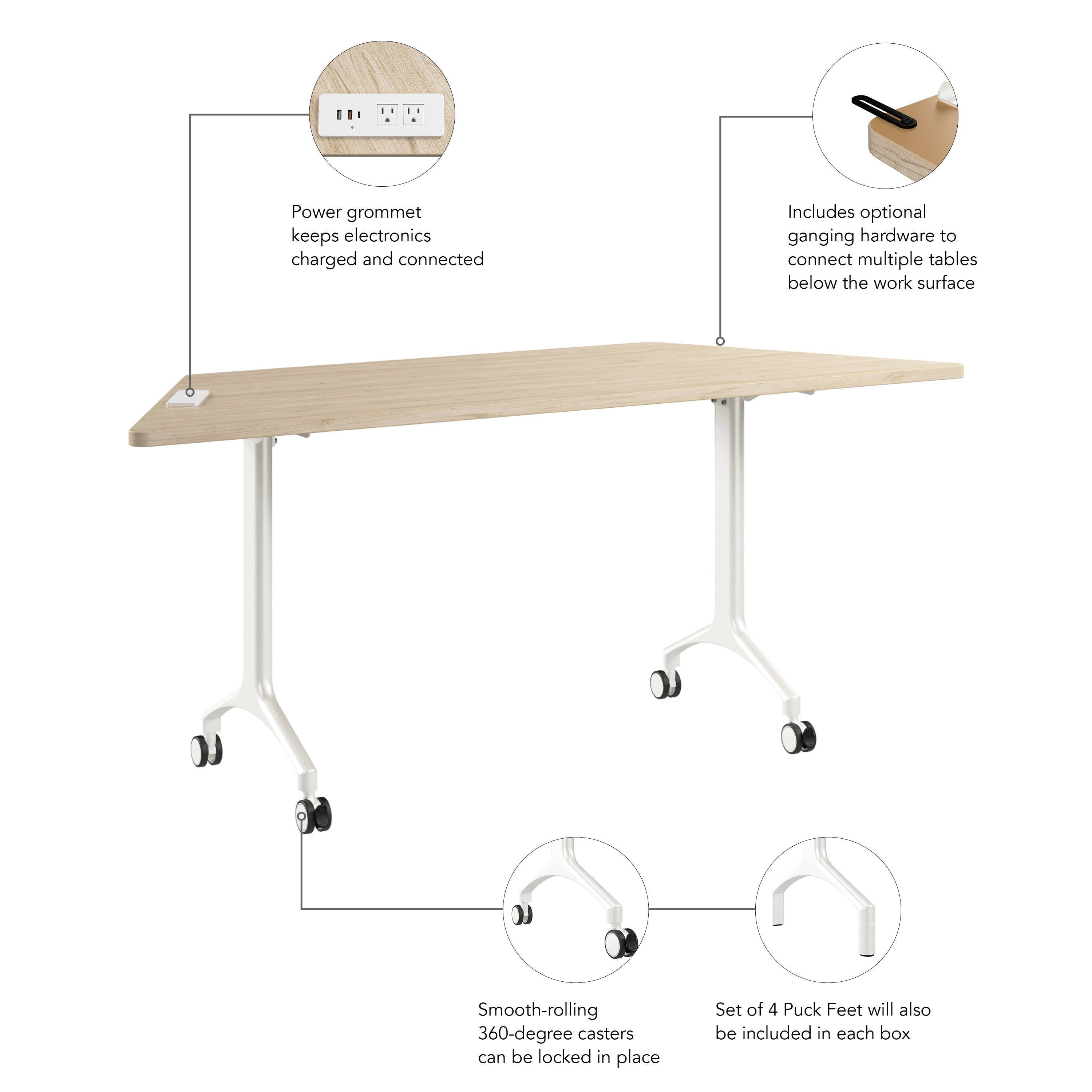 Bush Business Furniture Synergy 72-inch Trapezoid Modular Office Conference Table in Natural Elm - 70.06" Width x 25.44" Depth x 29.62" Height