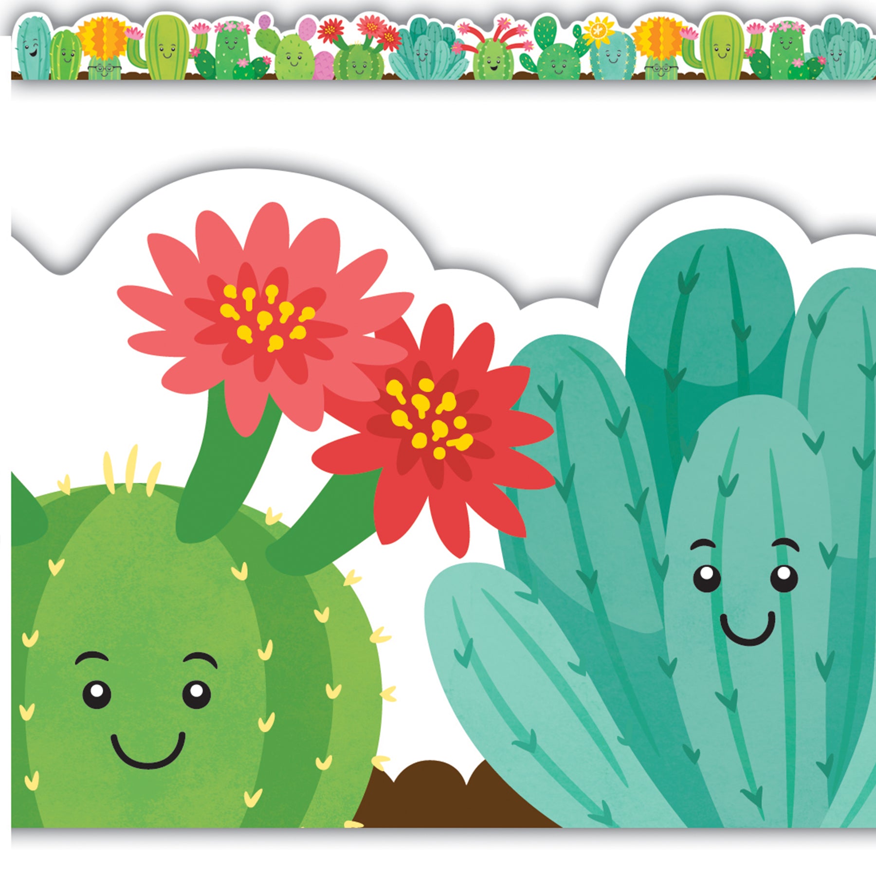 Happy Cactus Crew Die-Cut Border Trim, 35 Feet