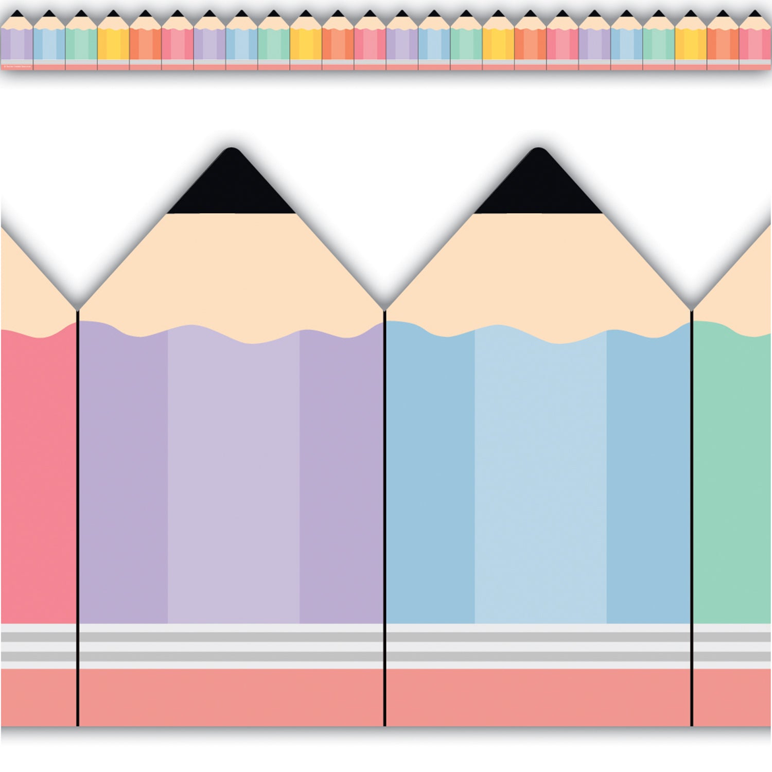 Multicolor Pencils Die-Cut Decorative Border Trim, 35 ft