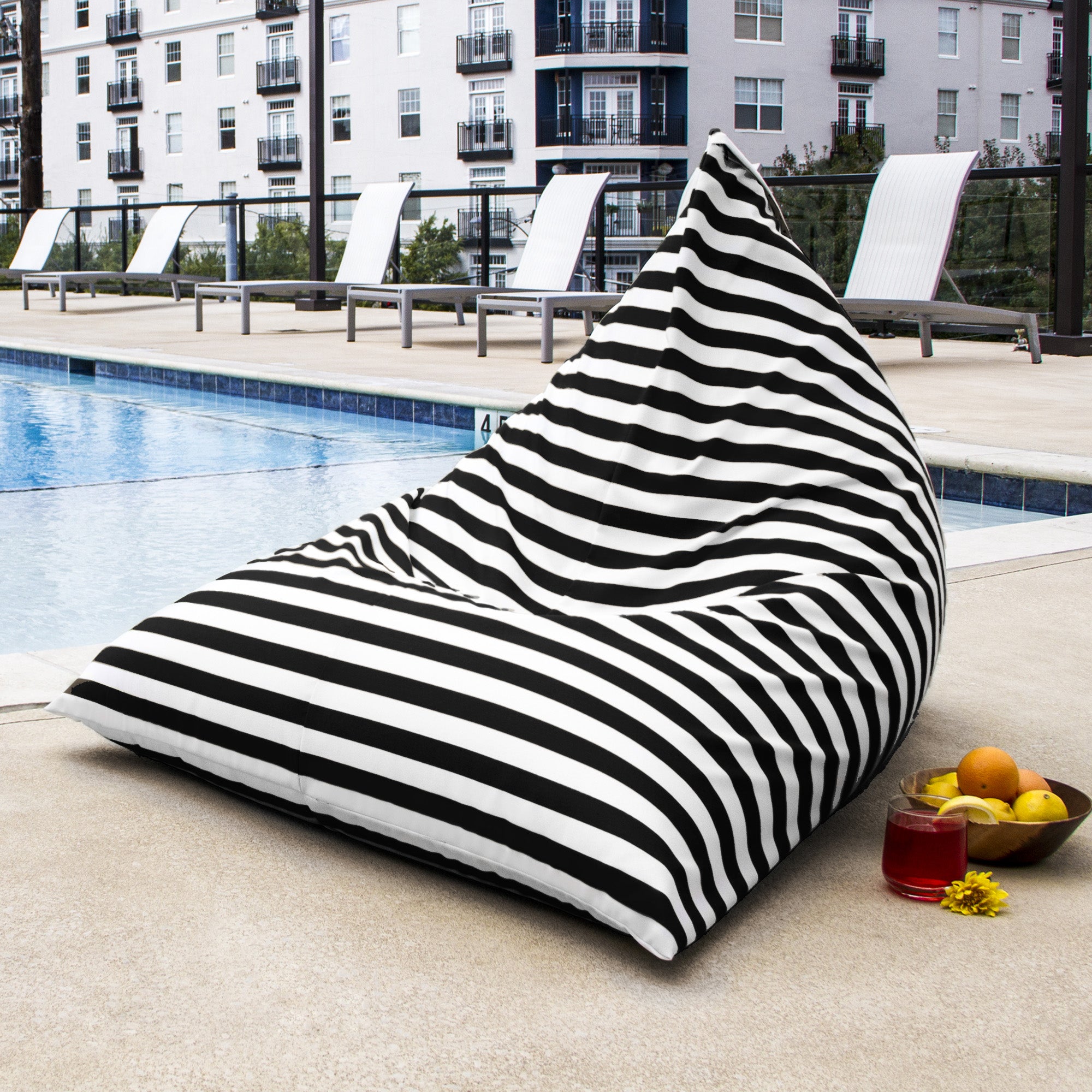 Jaxx Twist Outdoor Bean Bag Chair, Black & White Stripes
