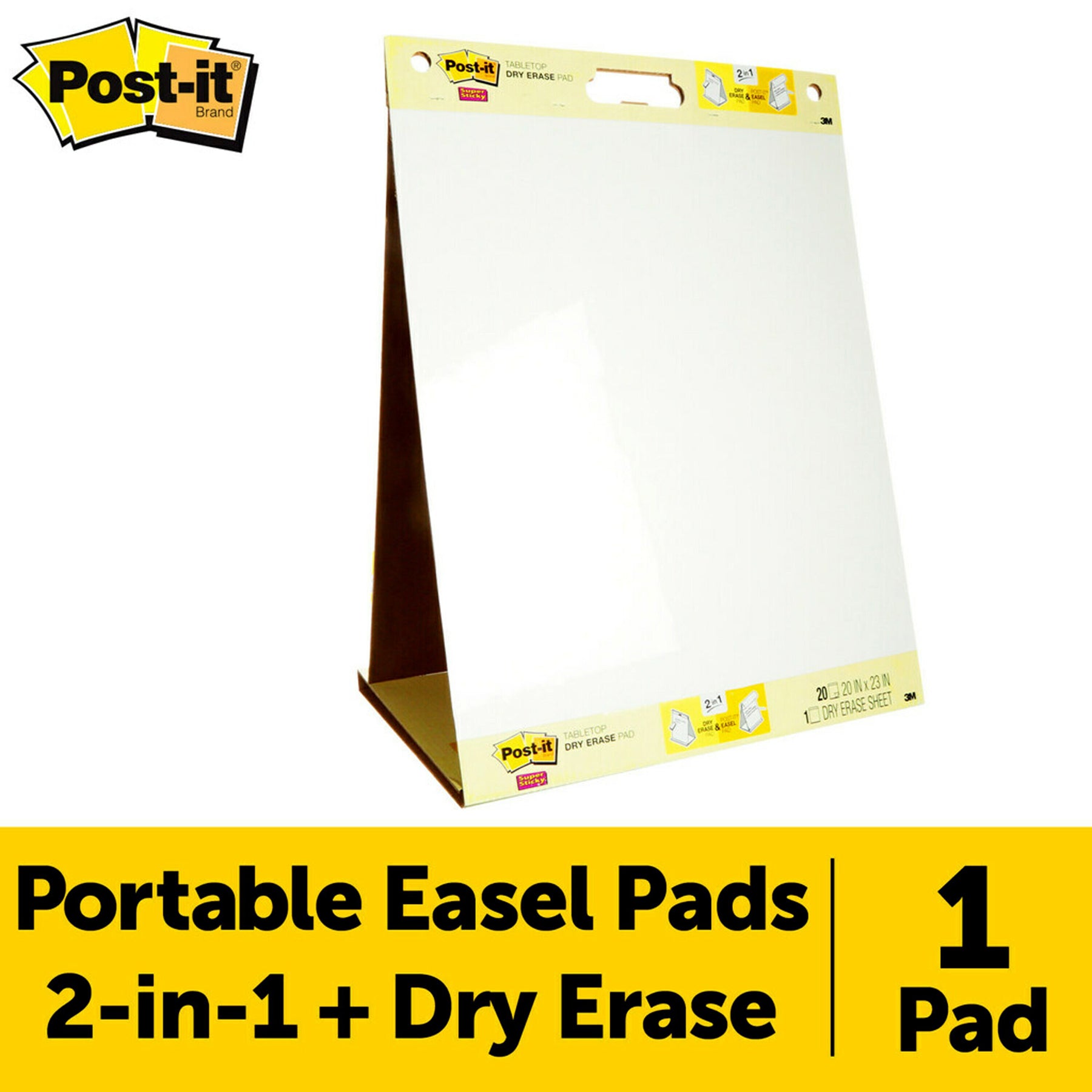 Super Sticky Tabletop Easel Pad with Dry Erase Surface, 20 Sheets, 20" x 23", White