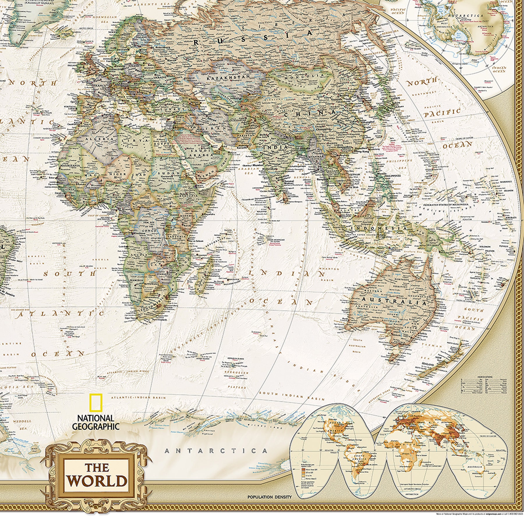 World Executive Map, Enlarged and Laminated, 73" x 48"
