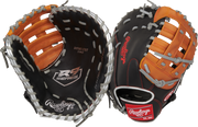 Rawlings R9 Baseball Contour Series First Base Mitt 12-Inch Baseball Glove  - Right Hand Thrower - Black/Tan