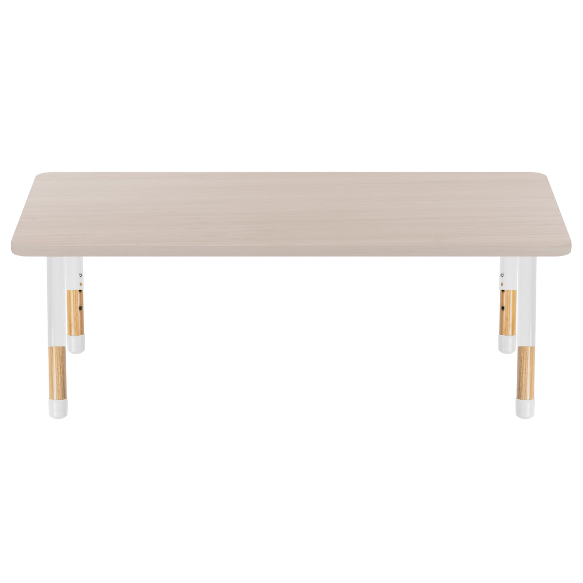 30" x 60" Rectangle Thermofused Activity Table with Adjustable Chunky Wood Legs - Asian Sand/White/Natural
