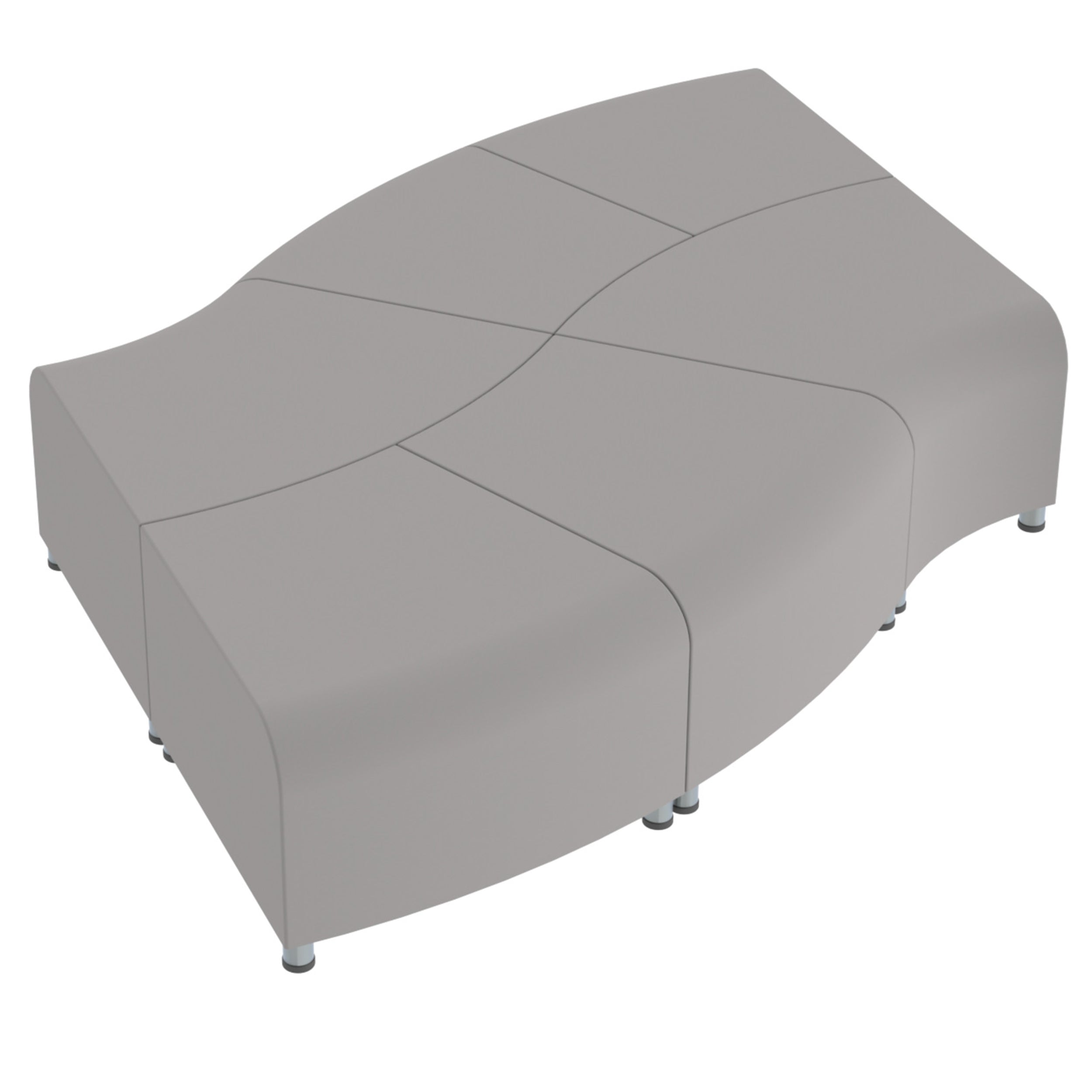 Pro Series Connect Edged Ripple Backless Seating, 6-Piece Set - Gray