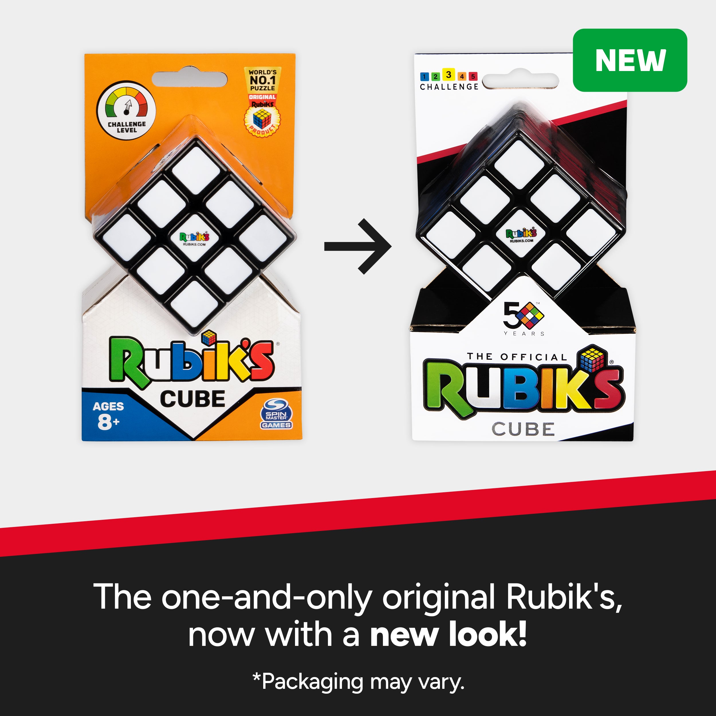Rubik’s Cube, The Original 3x3 Color-Matching Puzzle Classic Problem-Solving Challenging Brain Teaser Fidget Toy, Packaging May Vary, for Adults & Kids Ages 8 and up