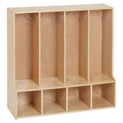 Streamline 4-Section Toddler Coat Locker with Bench - Natural