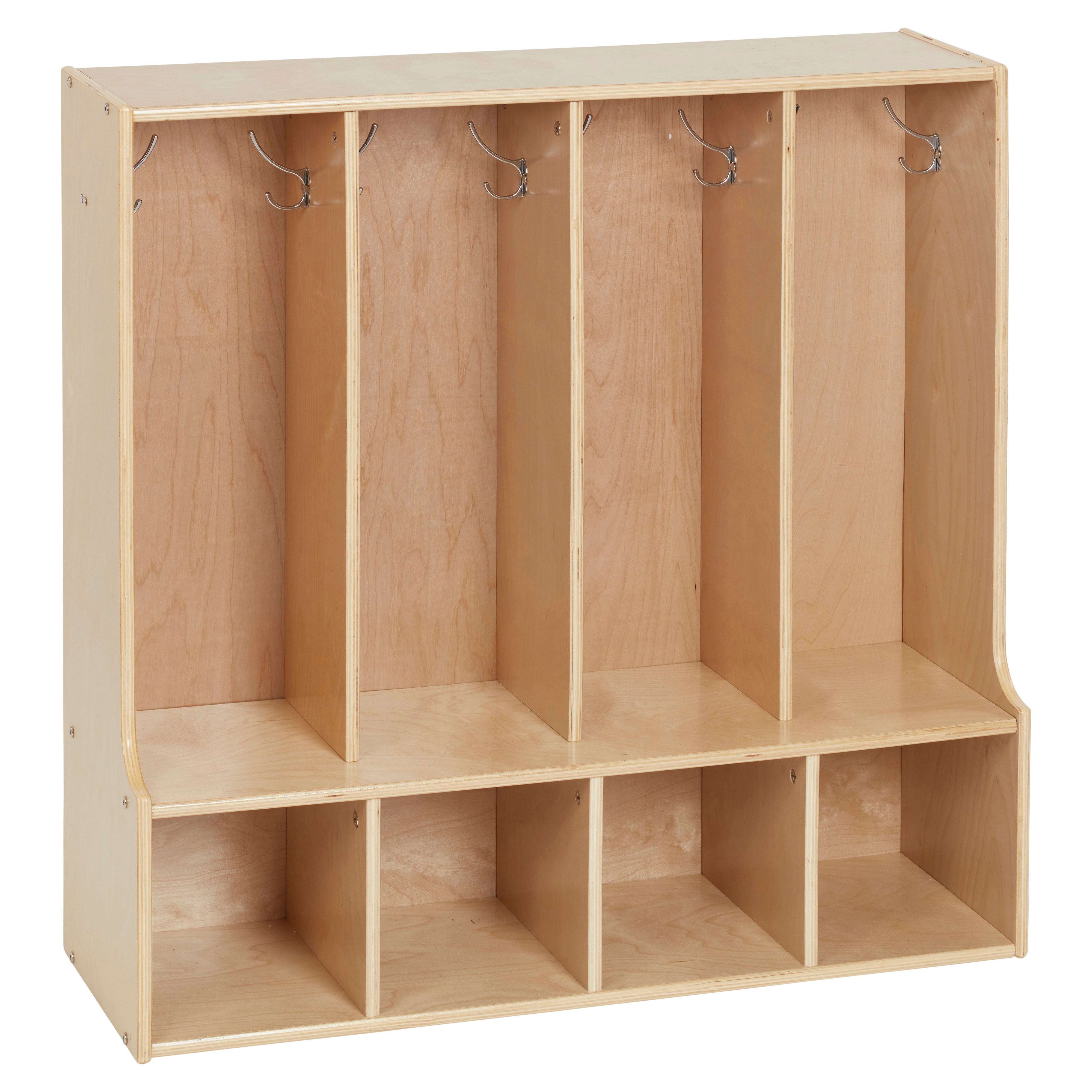 Streamline 4-Section Toddler Coat Locker with Bench - Natural