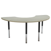36" x 72" Half Moon La Madera Activity Table with Adjustable Super Legs - Asian Sand/Black