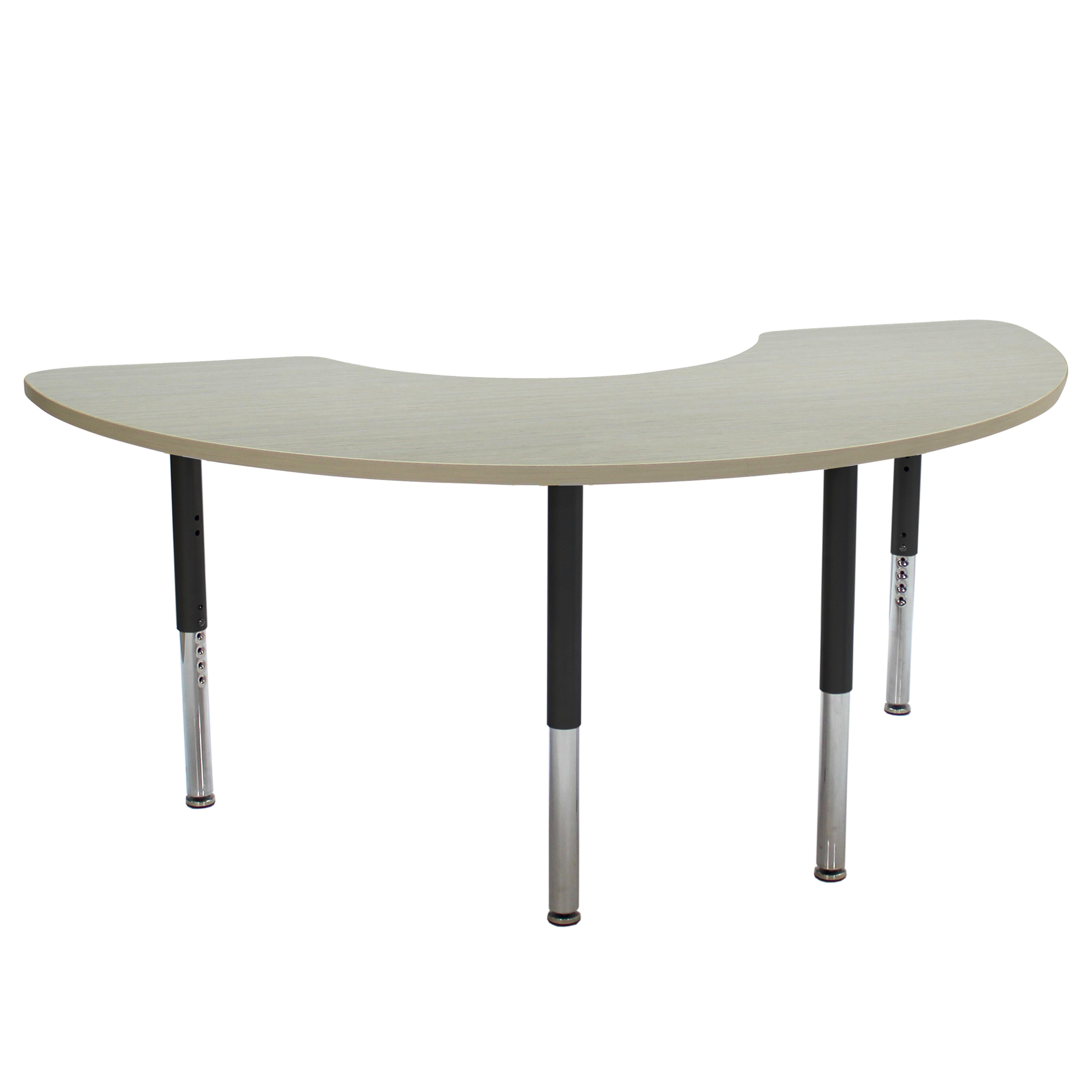 36" x 72" Half Moon La Madera Activity Table with Adjustable Super Legs - Asian Sand/Black