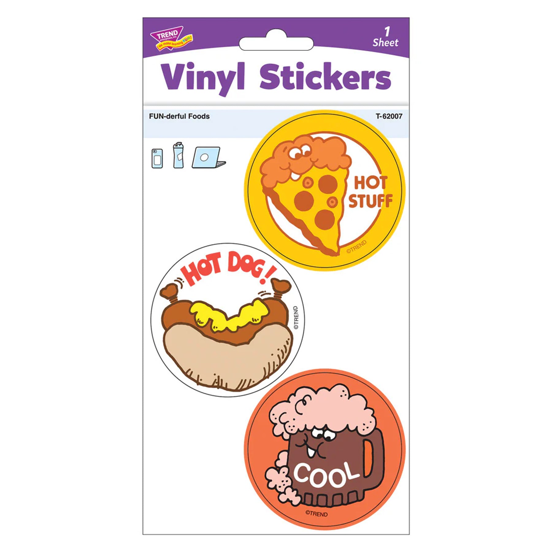 FUN-derful Foods Vinyl Stickers, Pack of 3