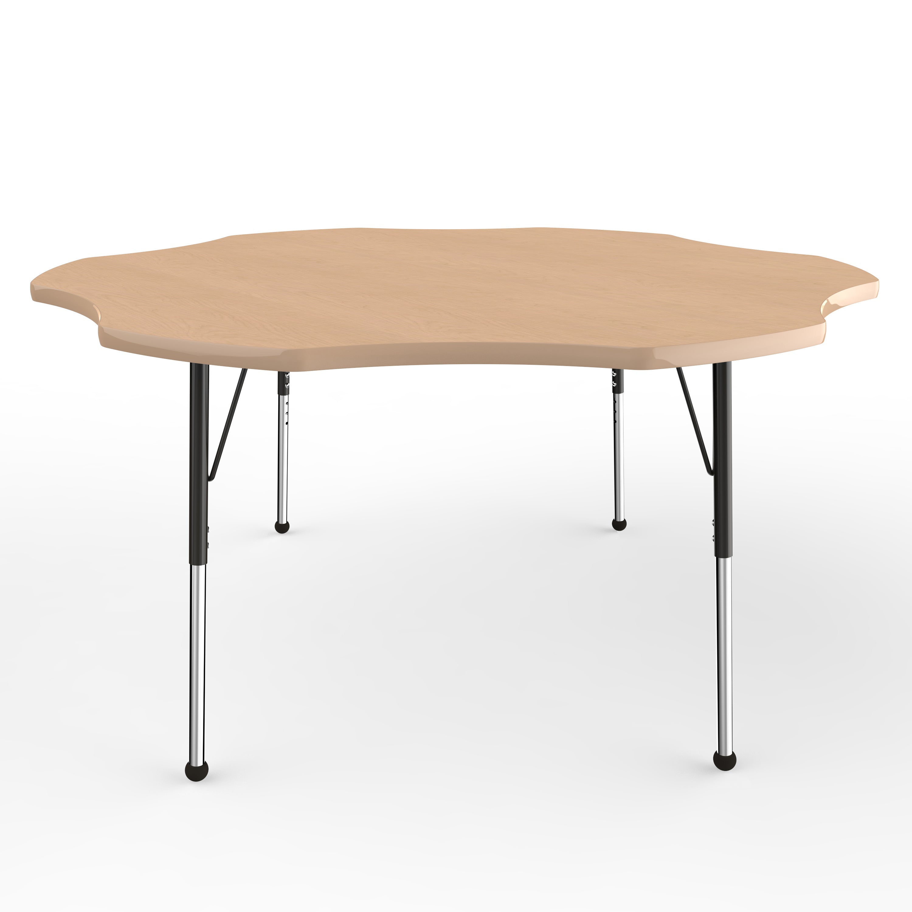 60" x 60" Flower T-Molding Activity Table with Adjustable Standard Ball Glide Legs - Maple/Maple/Black