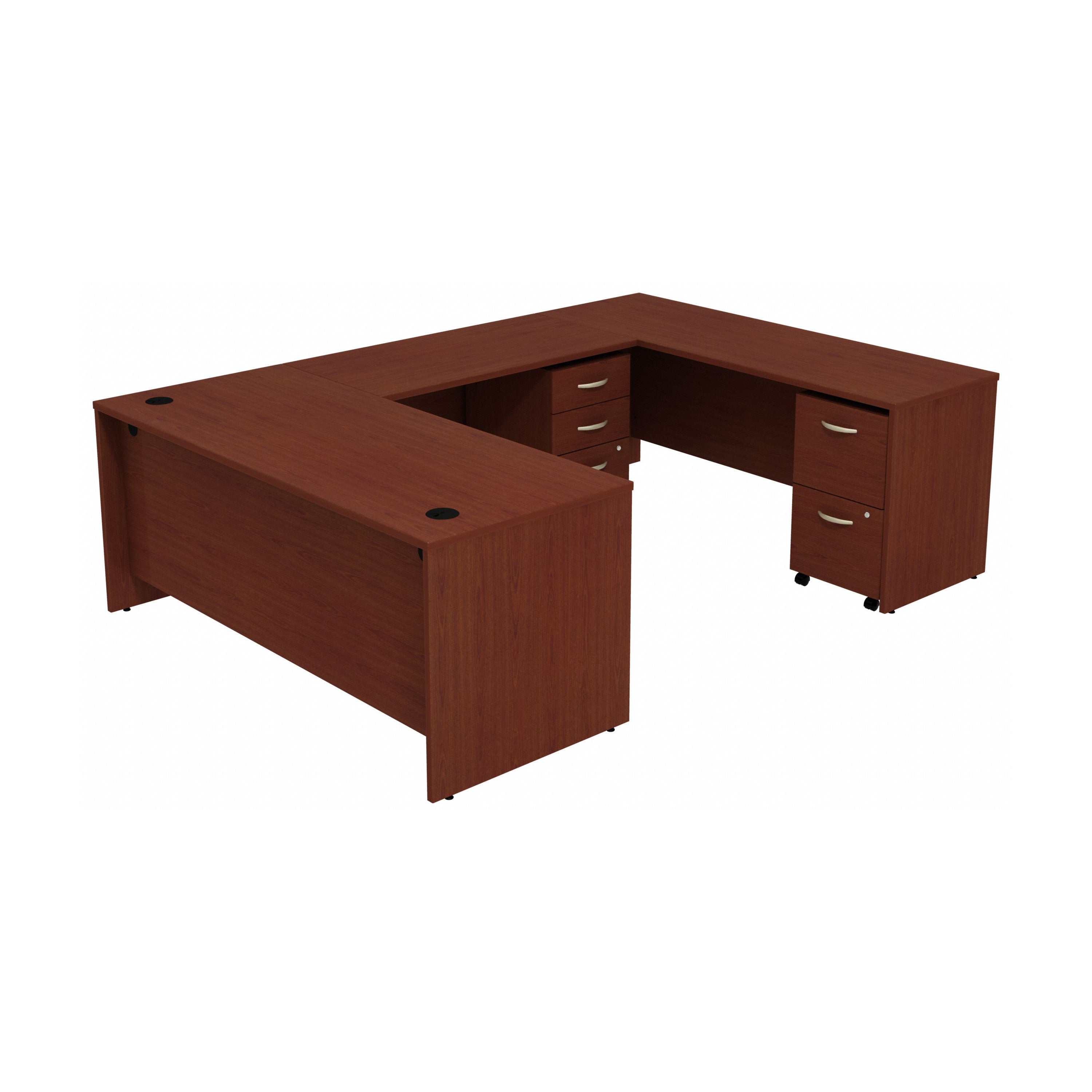 Bush Business Furniture Series C 72W U-Station with 2-Drawer Mobile Pedestal and 3-Drawer Mobile Pedestal - 71.1" Width x 107.09" Depth x 29.8" Height