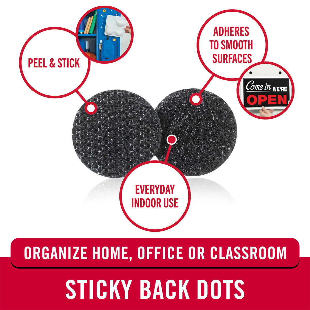STICKY BACK 3/4IN DOTS BLACK 200CT
