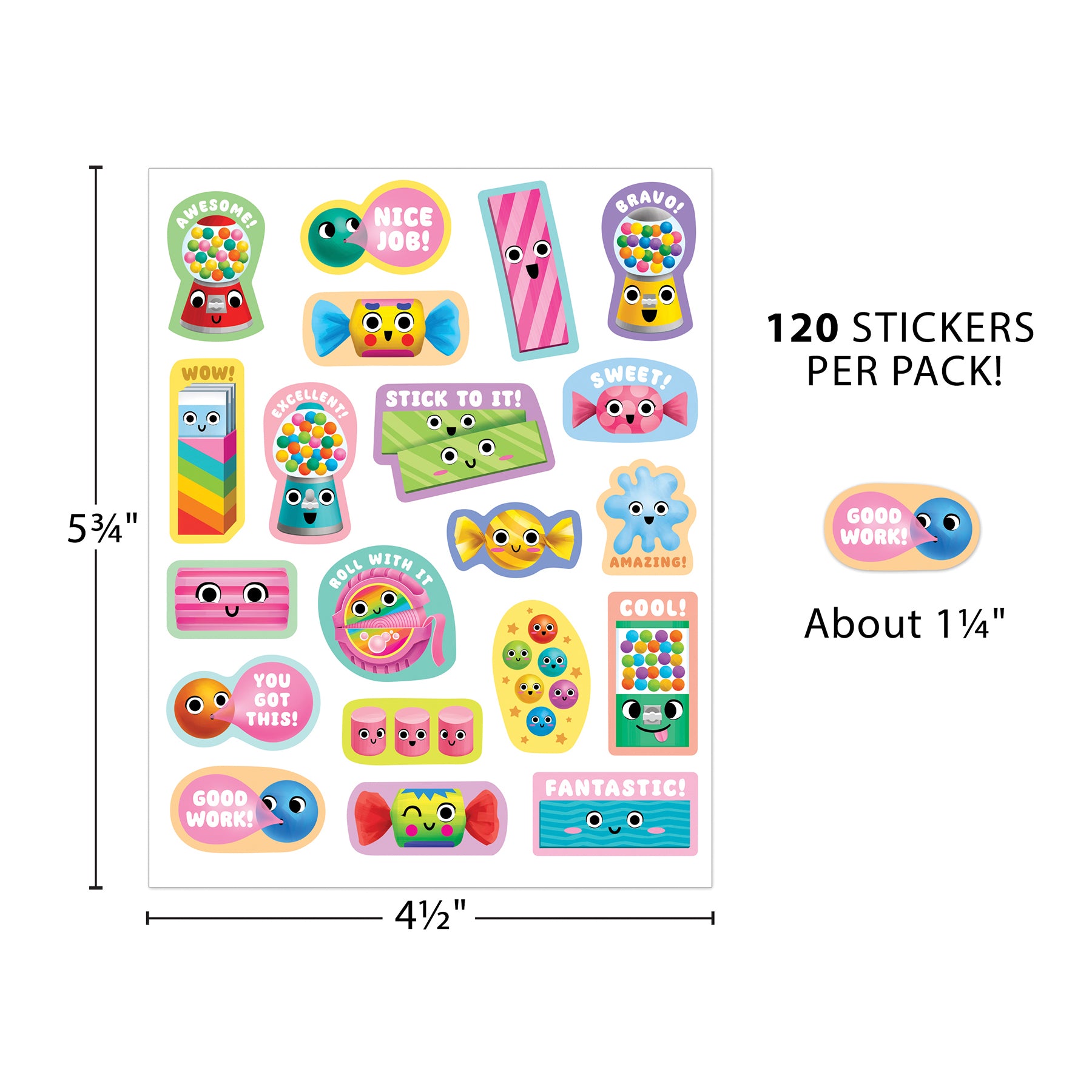 Bubble Gum Smelly Stickers, Pack of 120