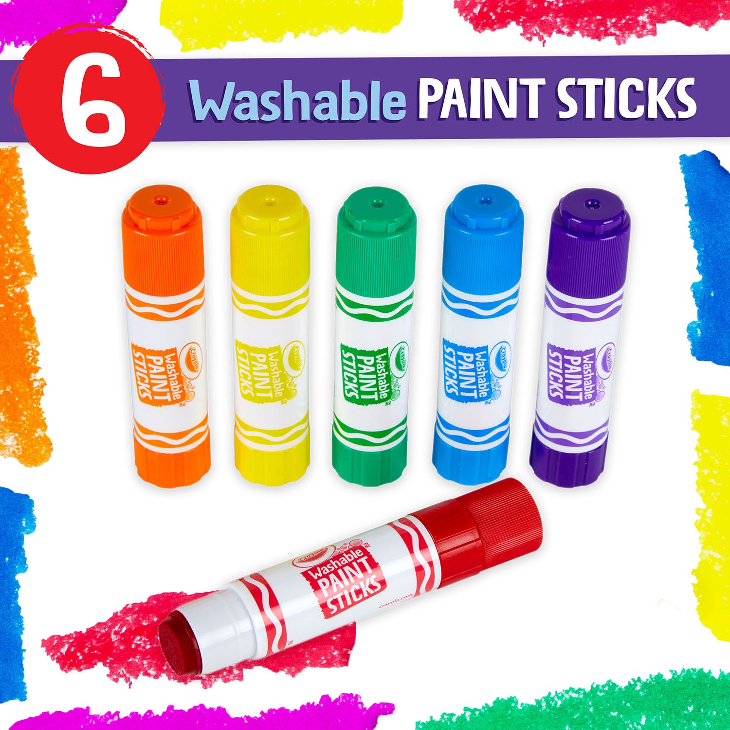 Washable Paint Sticks, 6 colors