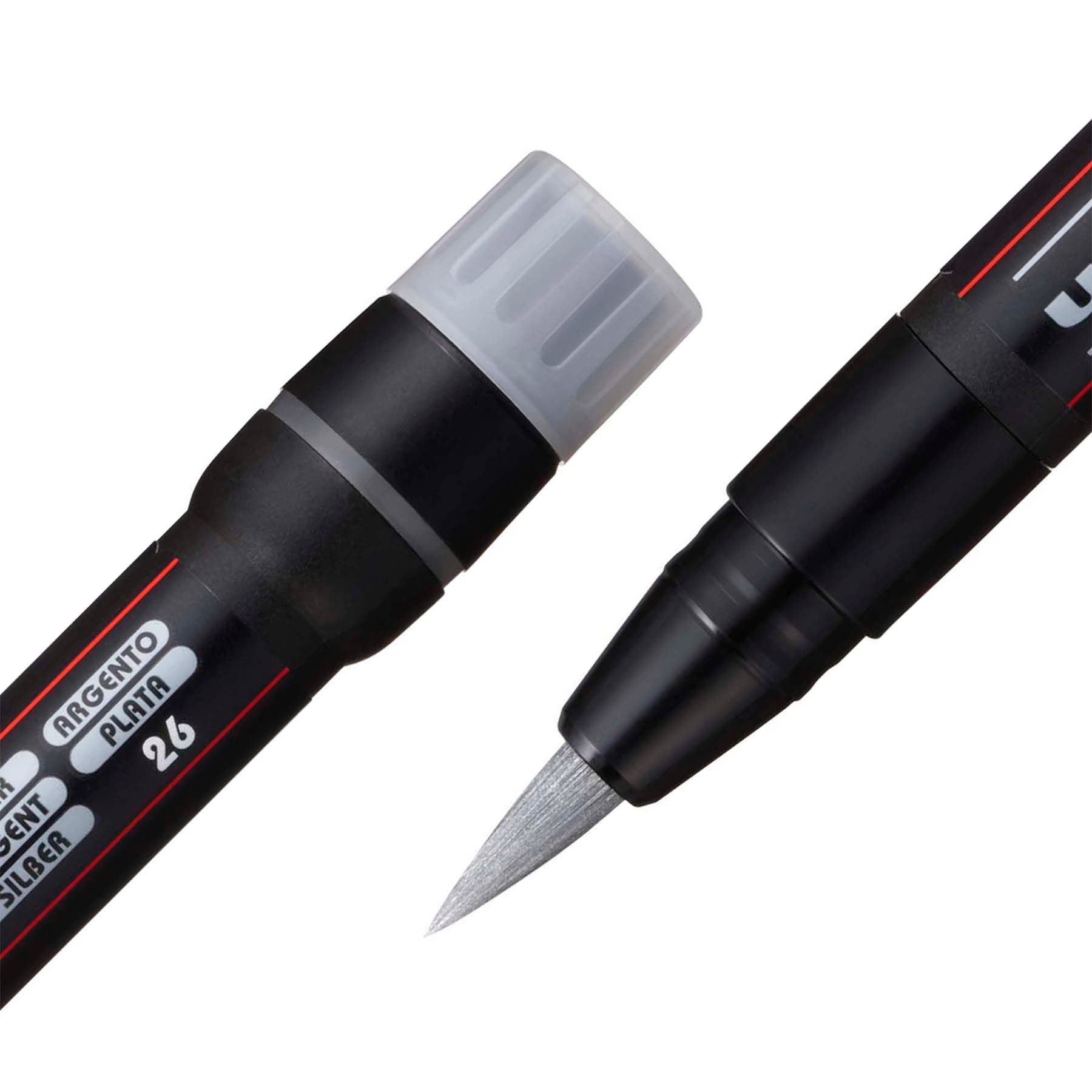 uni® POSCA PCF-350 Water-Based Paint Markers, Brush Tip (1-10mm), Silver