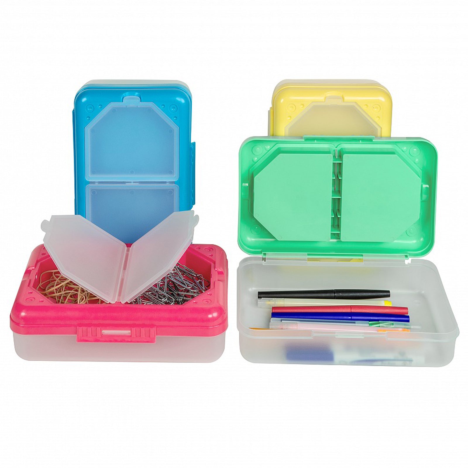 Storage Box, 3 Compartments, Assorted Colors