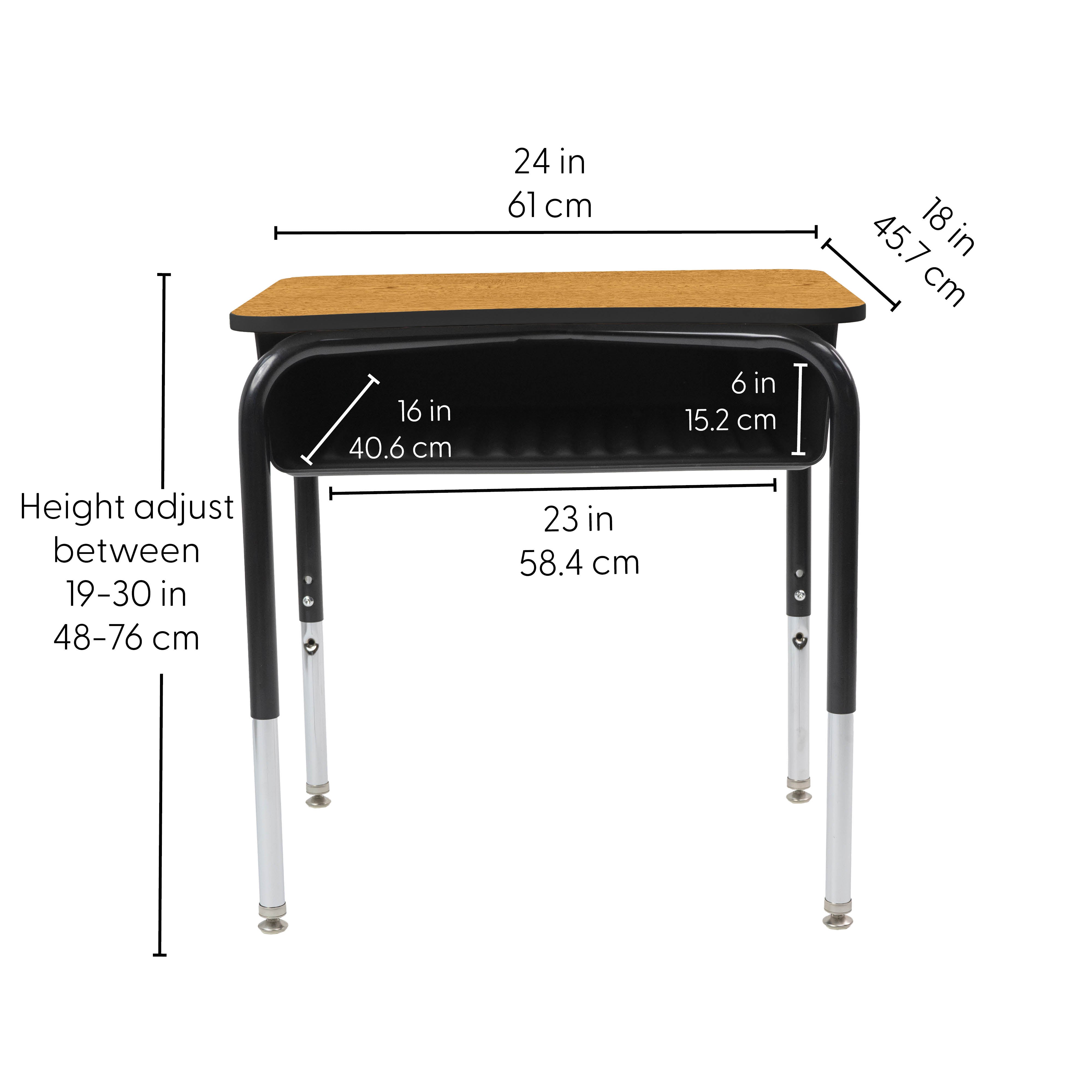 18" x 24" Belly Curve Open Front Desk with Book Box, 2-pack - Oak/Black