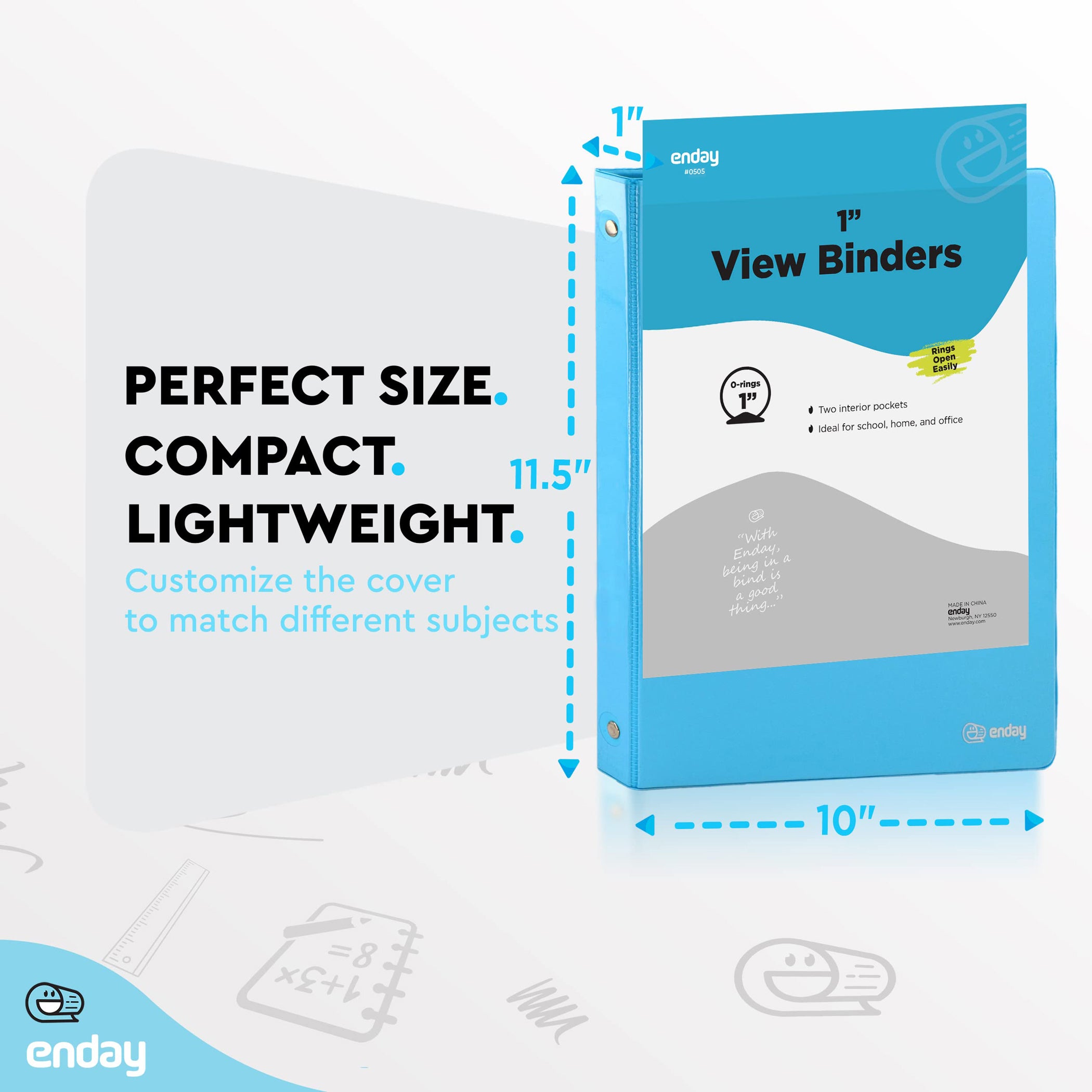 3-Ring View Binder, O-Ring, Assorted Colors, 1 Inch, Pack of 4